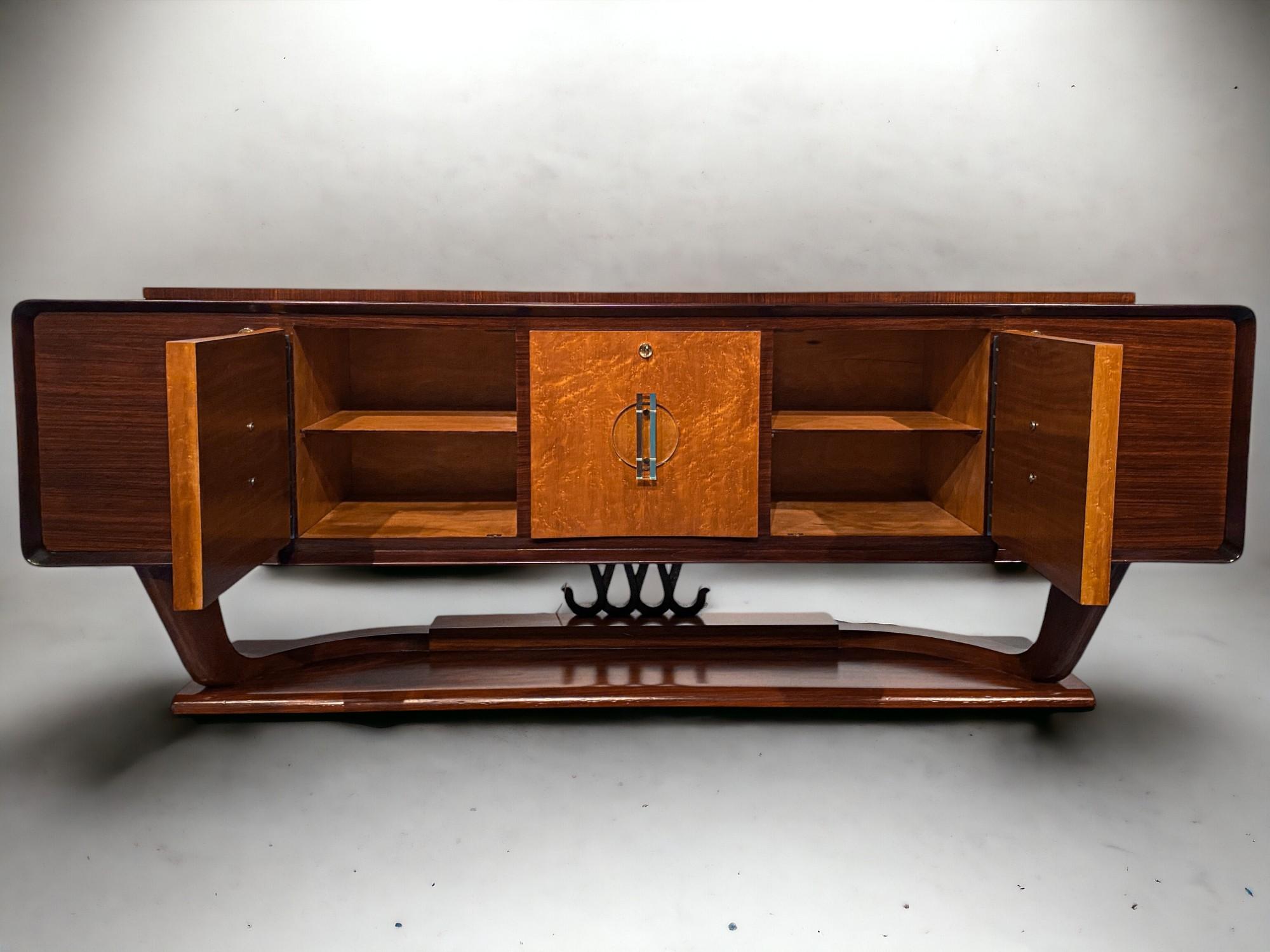 Italian Art Deco Sideboard with Bar Cabinet Attributed to Osvaldo Borsani, 1940s For Sale 10