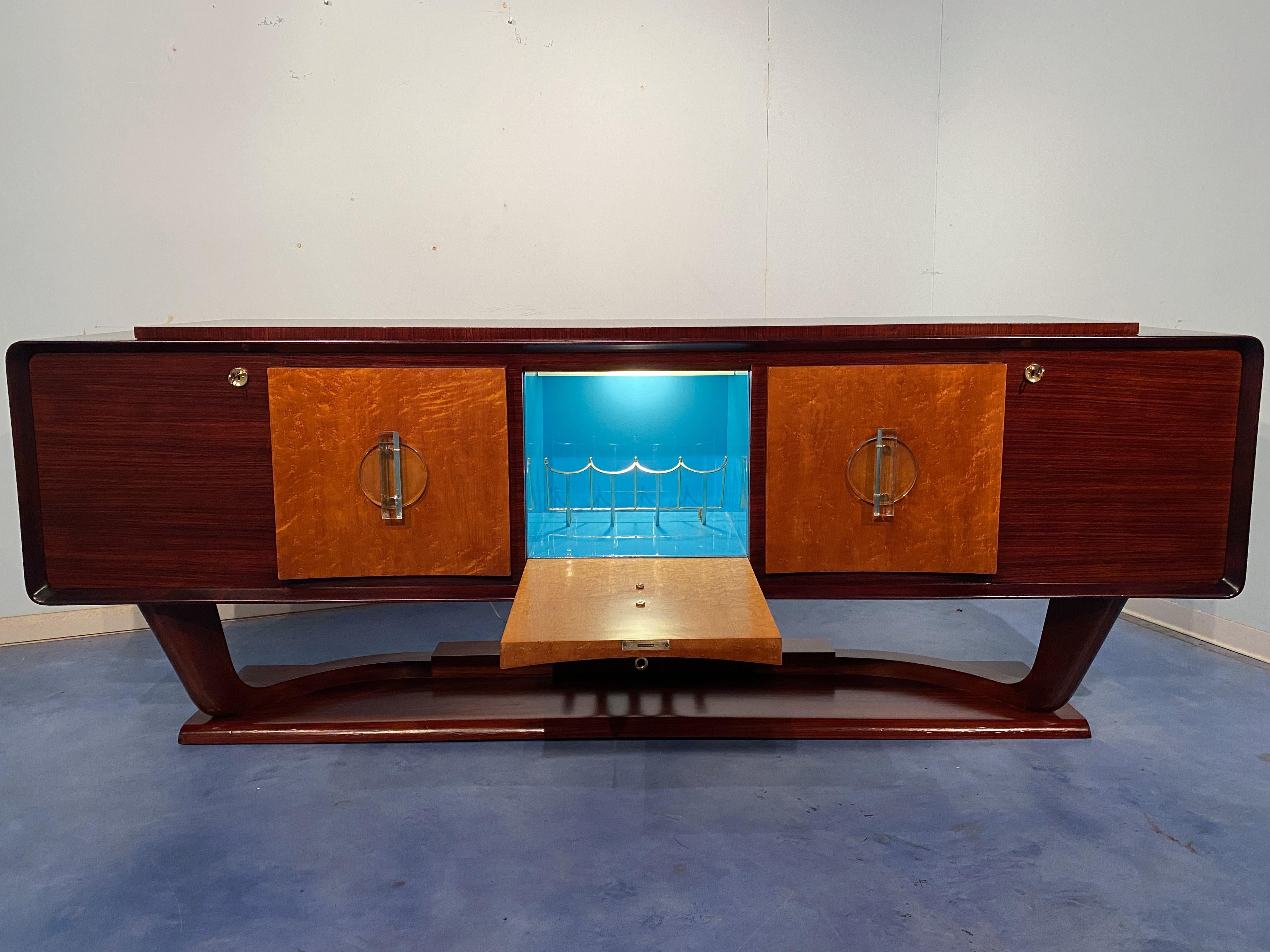 Italian Art Deco Sideboard with Bar Cabinet Attributed to Osvaldo Borsani, 1940s For Sale 13