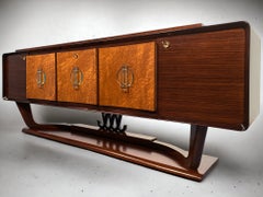 Aparador Art Decó italiano con mueble bar atribuido a Osvaldo Borsani, años 40