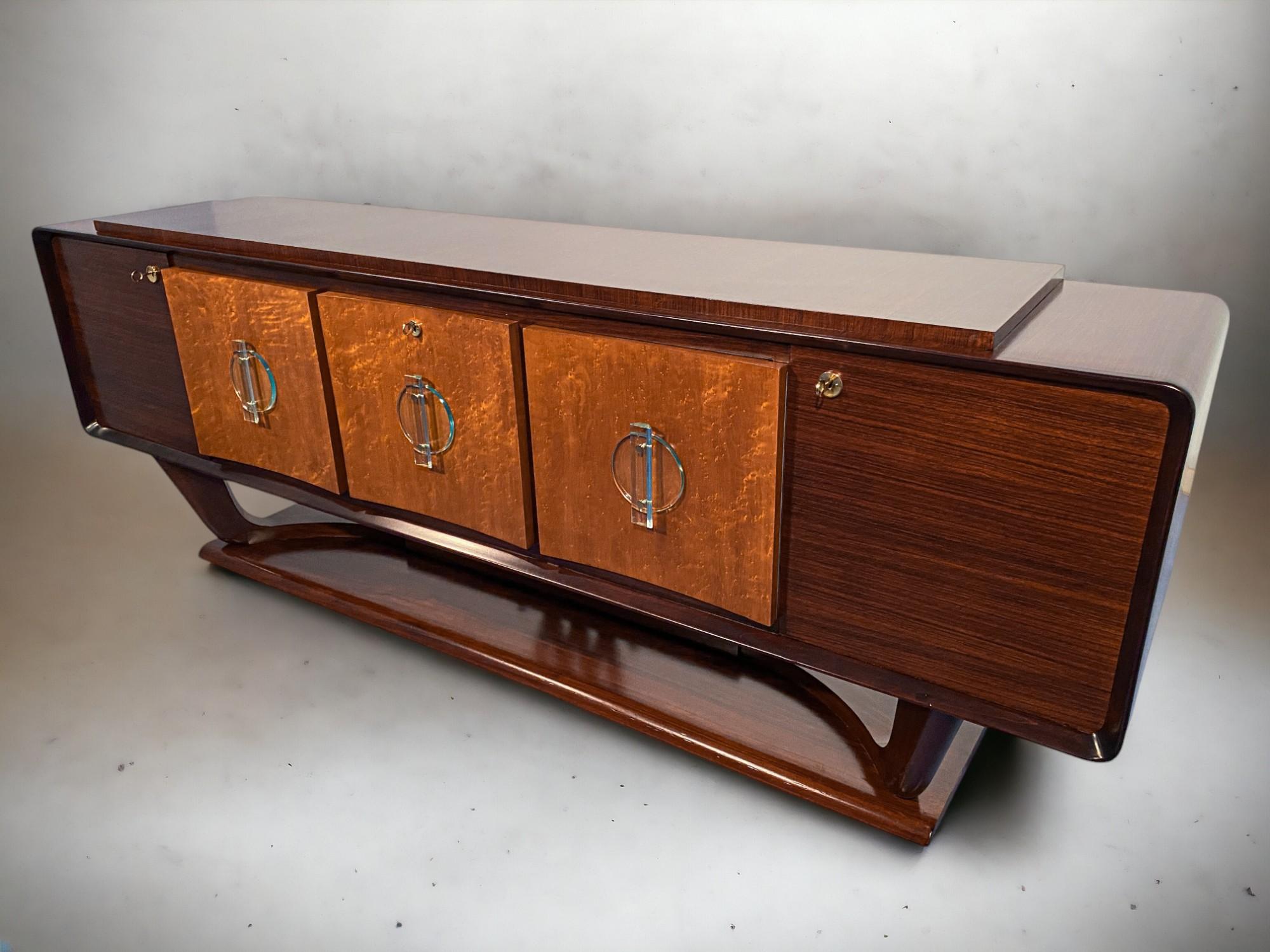 Italian Art Deco Sideboard with Bar Cabinet Attributed to Osvaldo Borsani, 1940s For Sale 3
