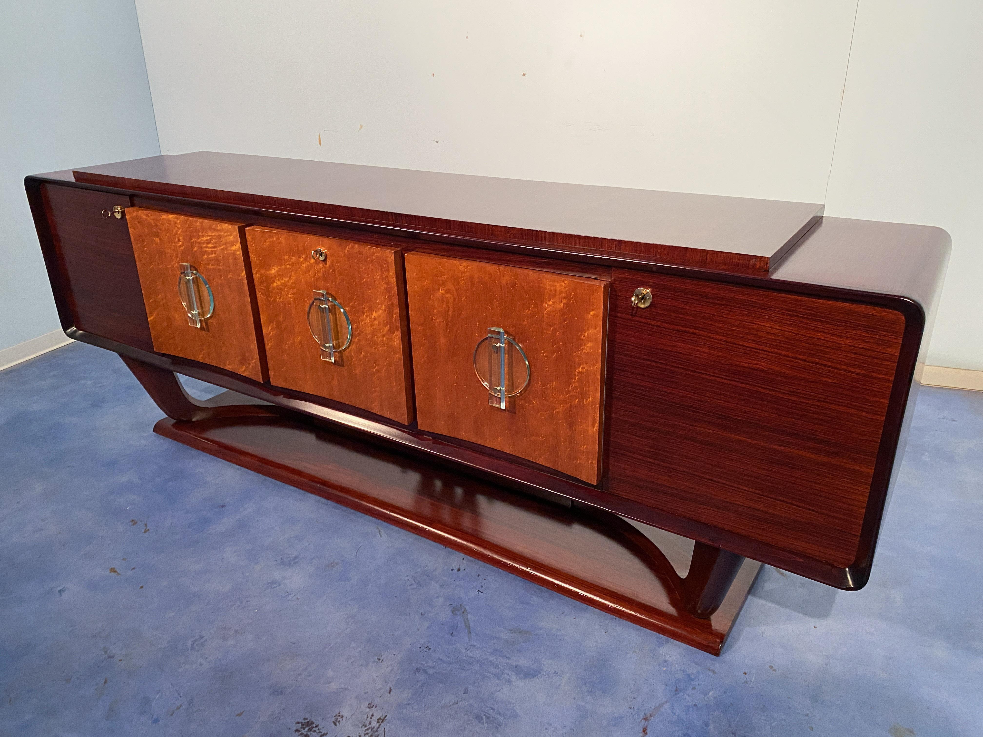 Italian Art Deco Sideboard with Bar Cabinet Attributed to Osvaldo Borsani, 1940s For Sale 3