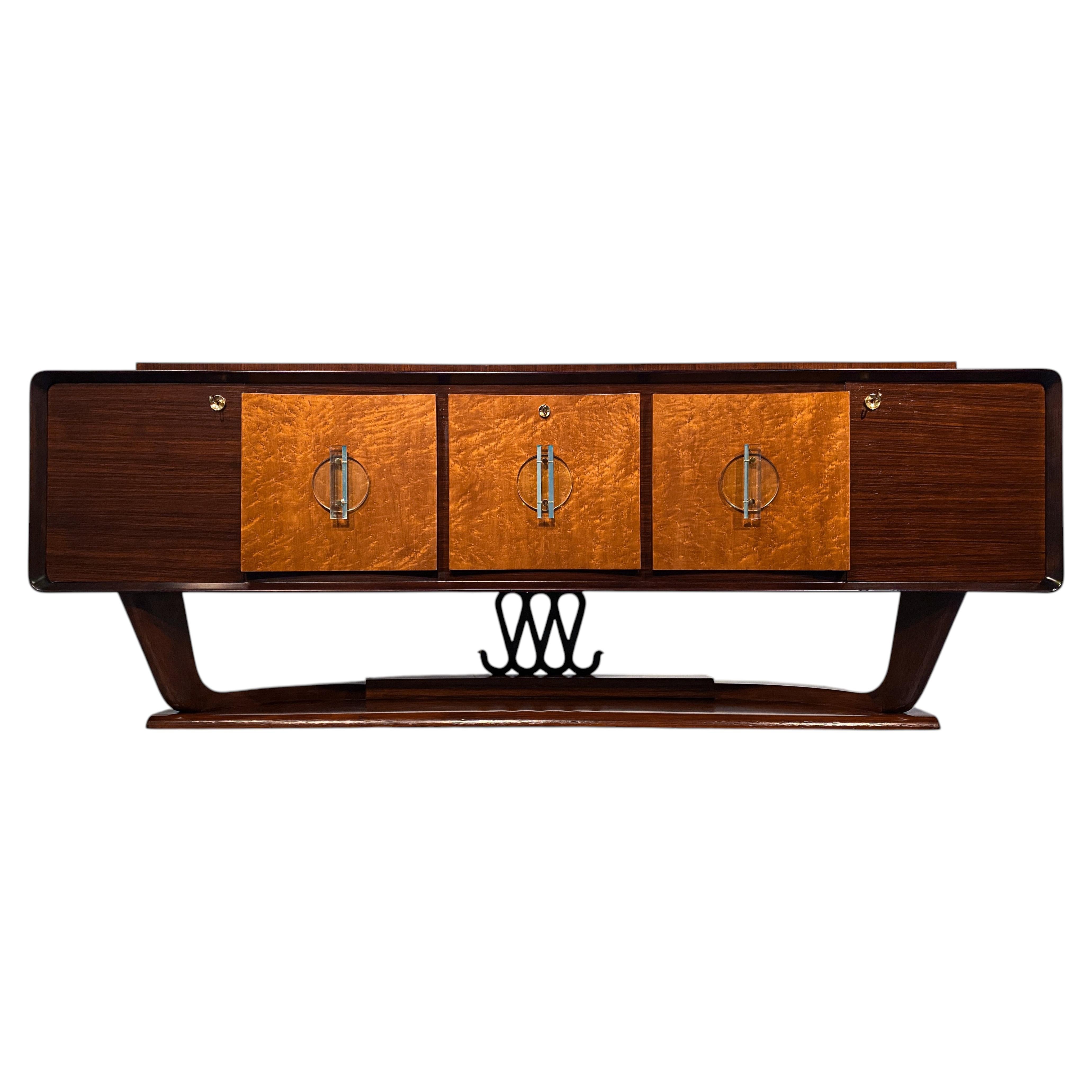 Italian Art Deco Sideboard with Bar Cabinet Attributed to Osvaldo Borsani, 1940s