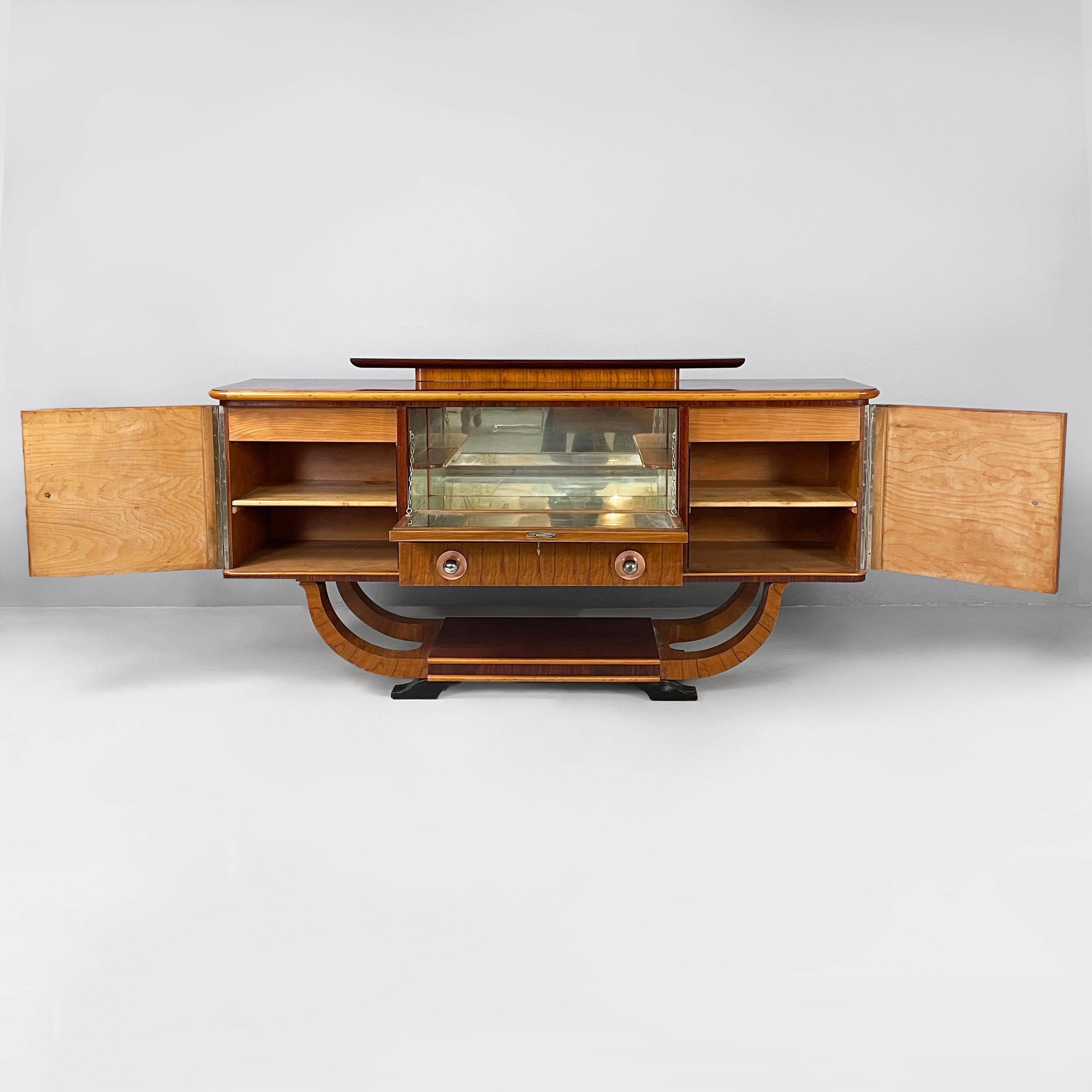 Art Déco Italian Art Deco Sideboard with bar compartment in wood, 1920s in vendita