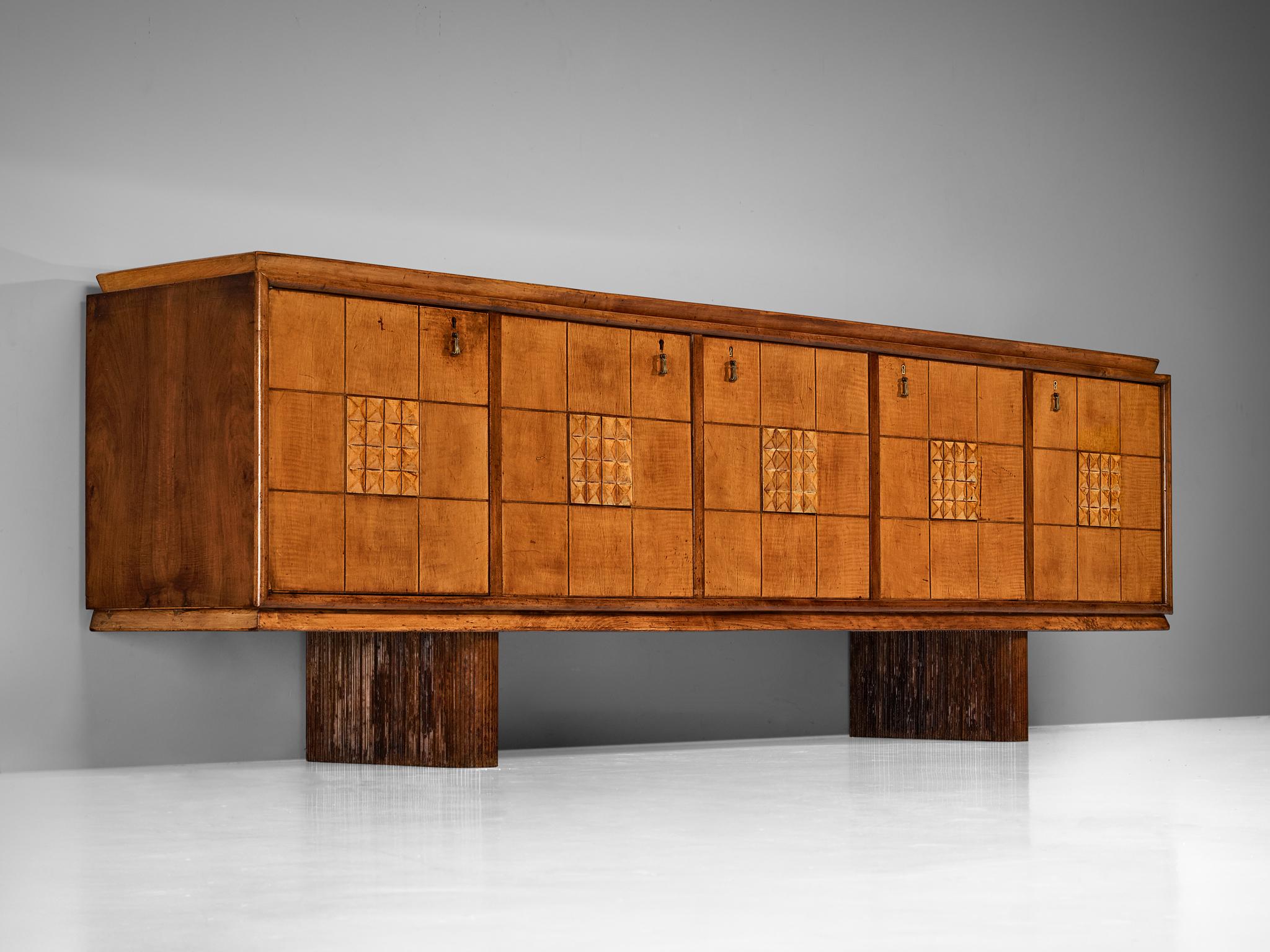 Italian Art Deco Sideboard with Grissinato Base and Graphical Front  5