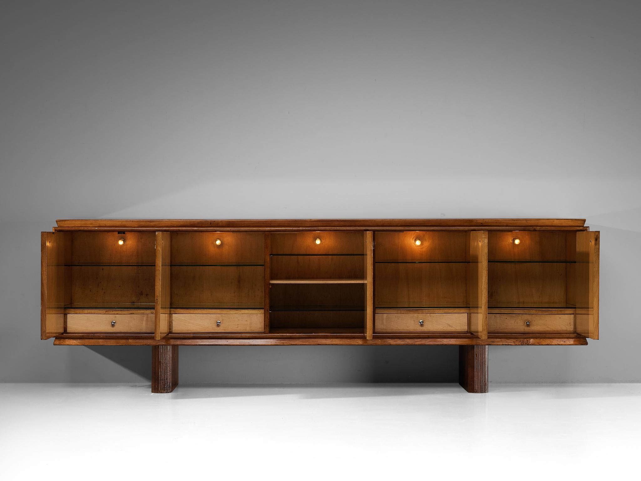 Italian Art Deco Sideboard with Grissinato Base and Graphical Front  For Sale 7