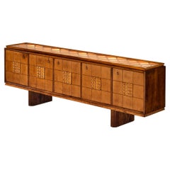 Italian Art Deco Sideboard with Grissinato Base and Graphical Front 