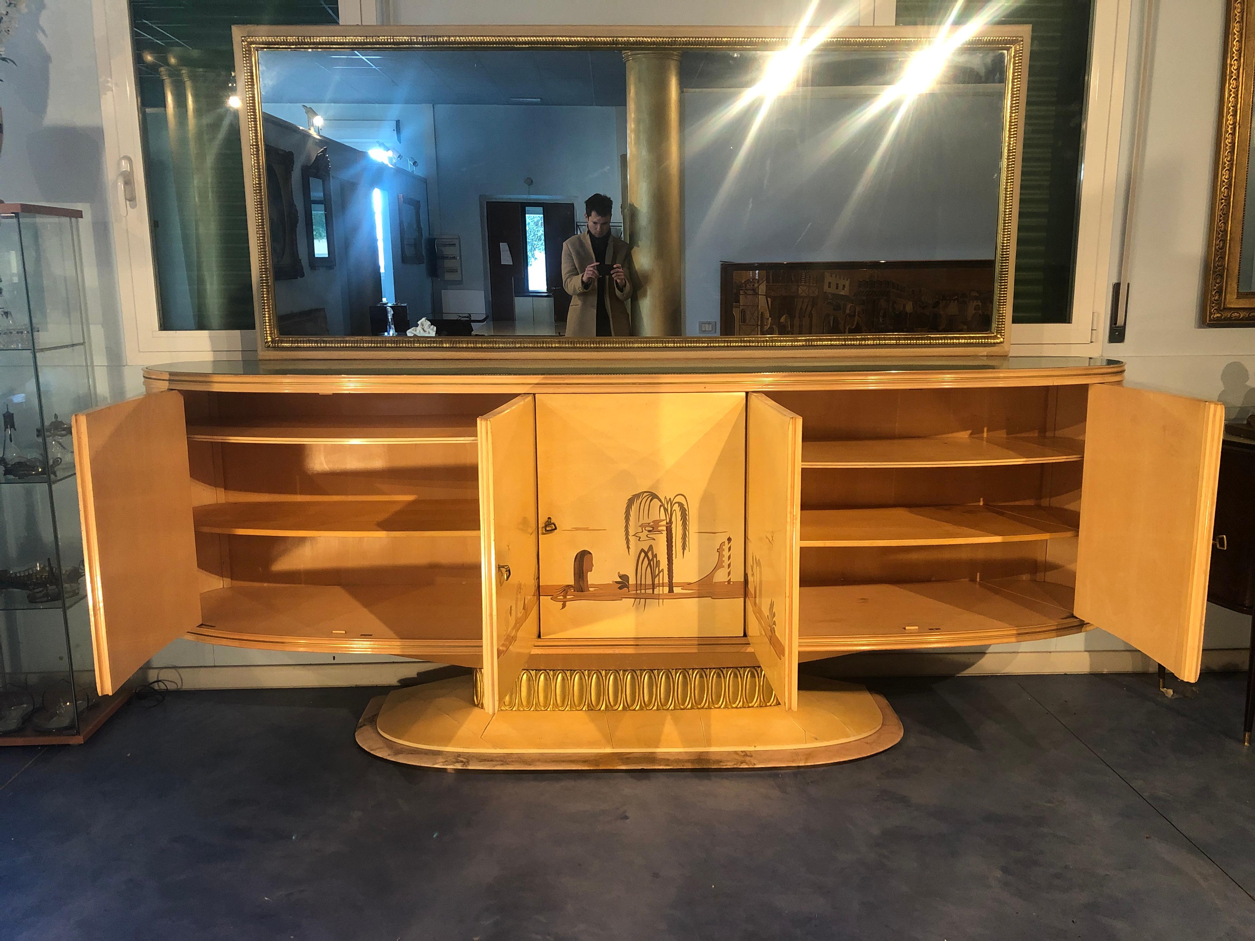 Italian Art Deco Sideboard with Mirror, Italy, 1940 For Sale 7