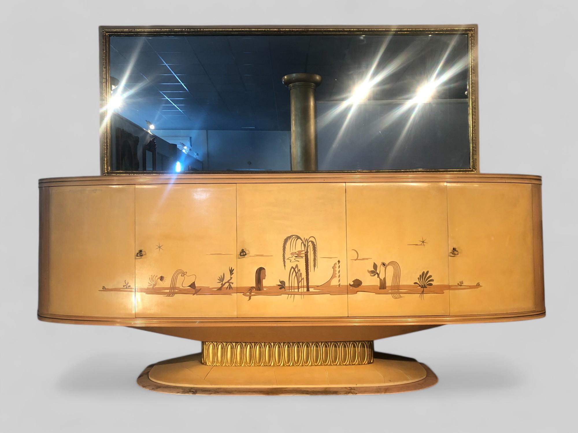 Art Déco Credenza italiana Art Deco con specchio, Italia, 1940 in vendita