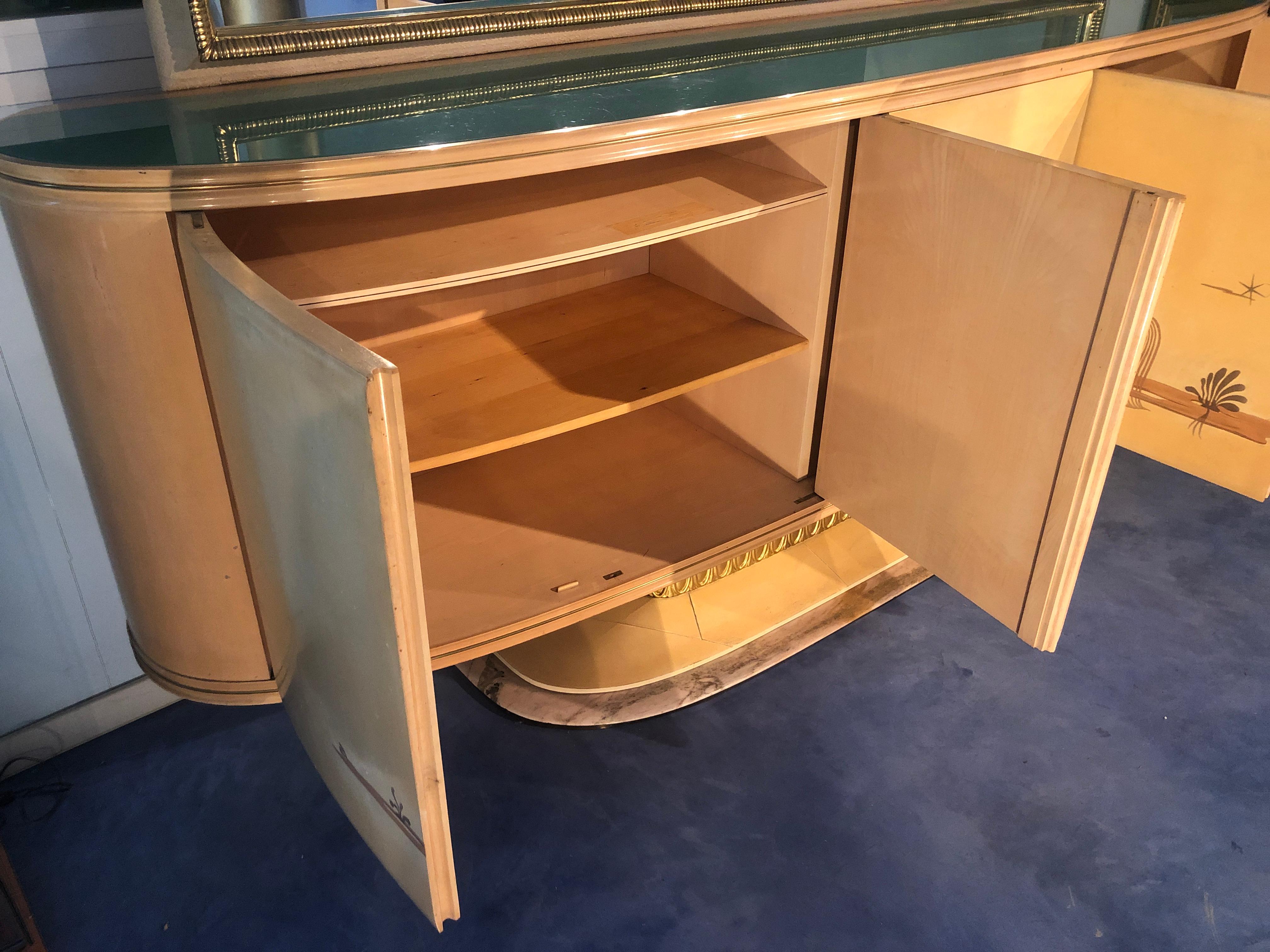 Credenza italiana Art Deco con specchio, Italia, 1940 in vendita 5