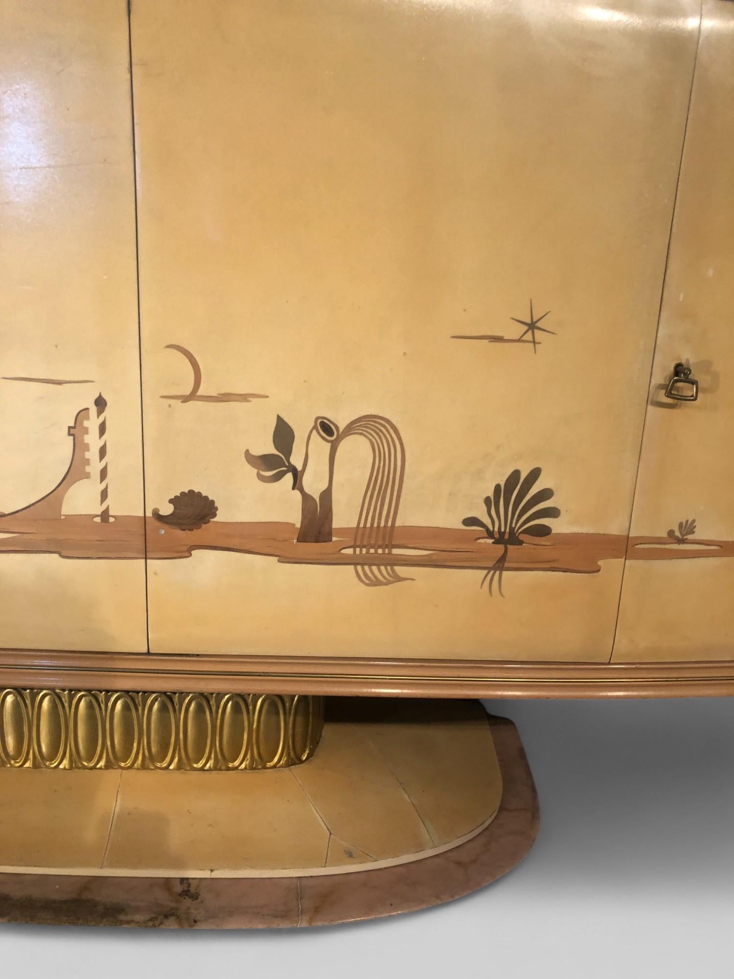 Credenza italiana Art Deco con specchio, Italia, 1940 in vendita 9