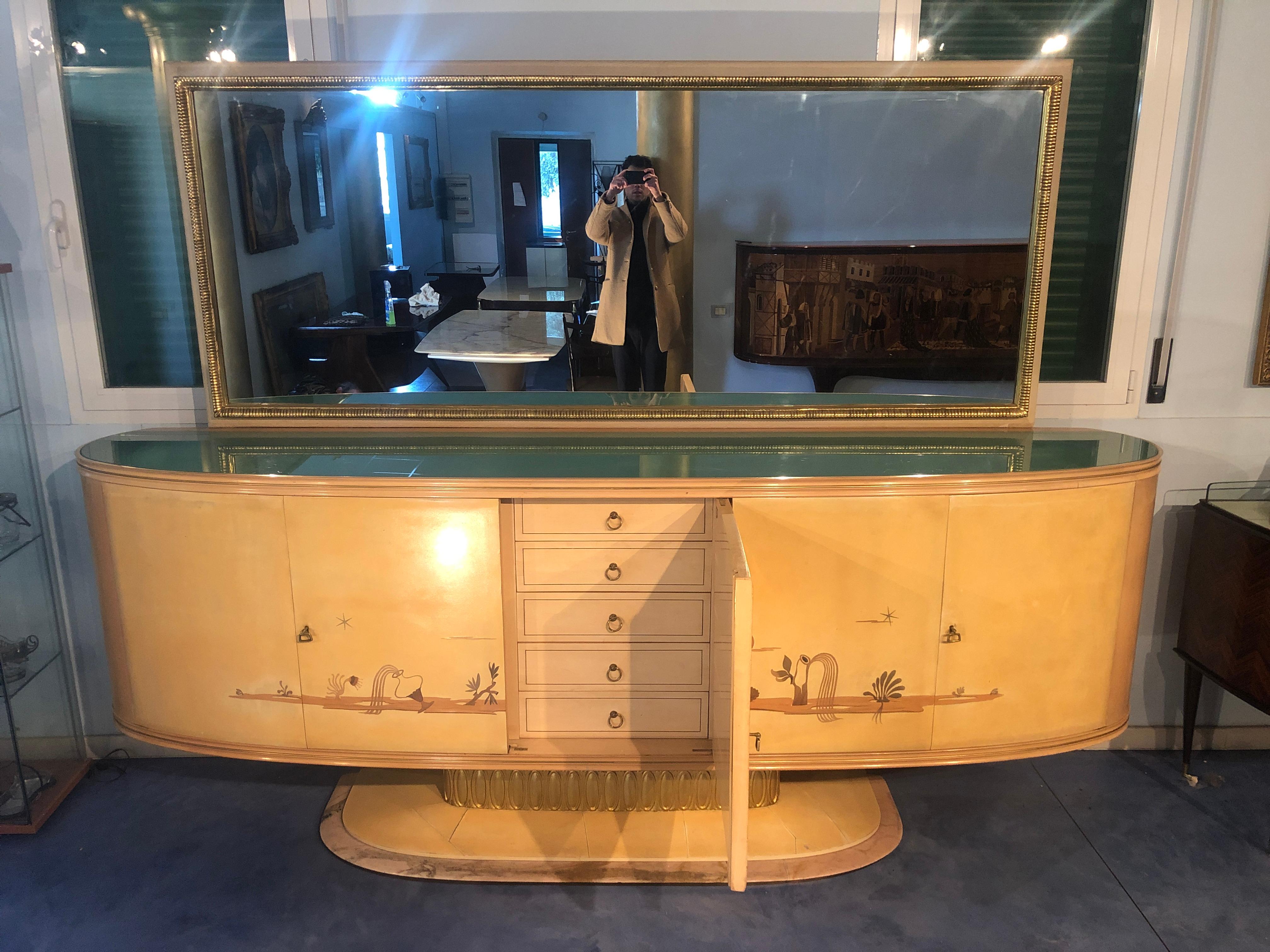 Italian Art Deco Sideboard with Mirror, Italy, 1940 For Sale 9