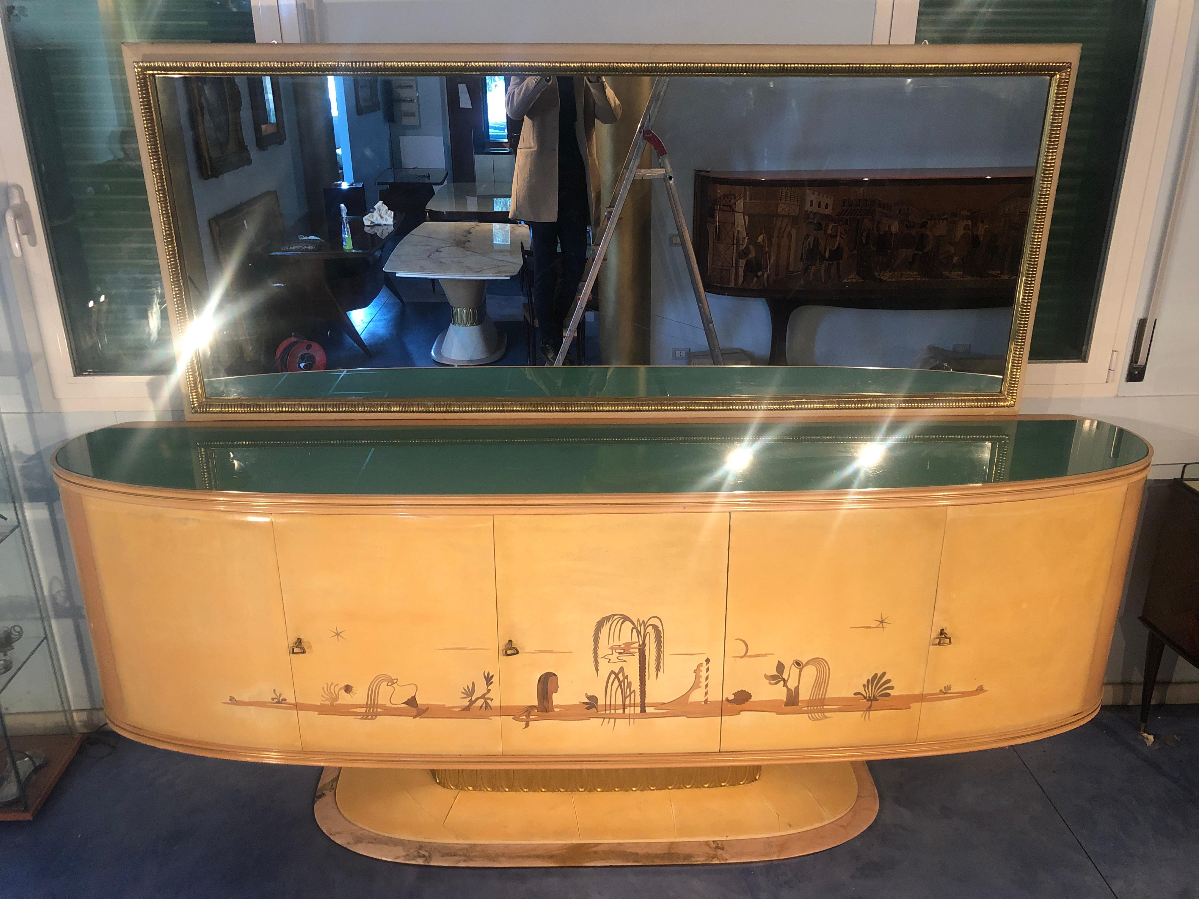 Italian Art Deco Sideboard with Mirror, Italy, 1940 For Sale 11