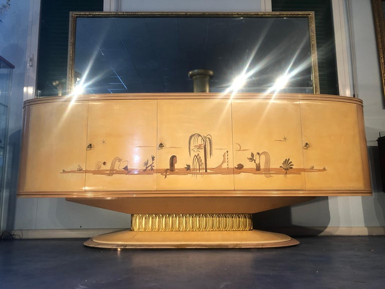 Italian Art Deco Sideboard with Mirror, Italy, 1940 For Sale 1