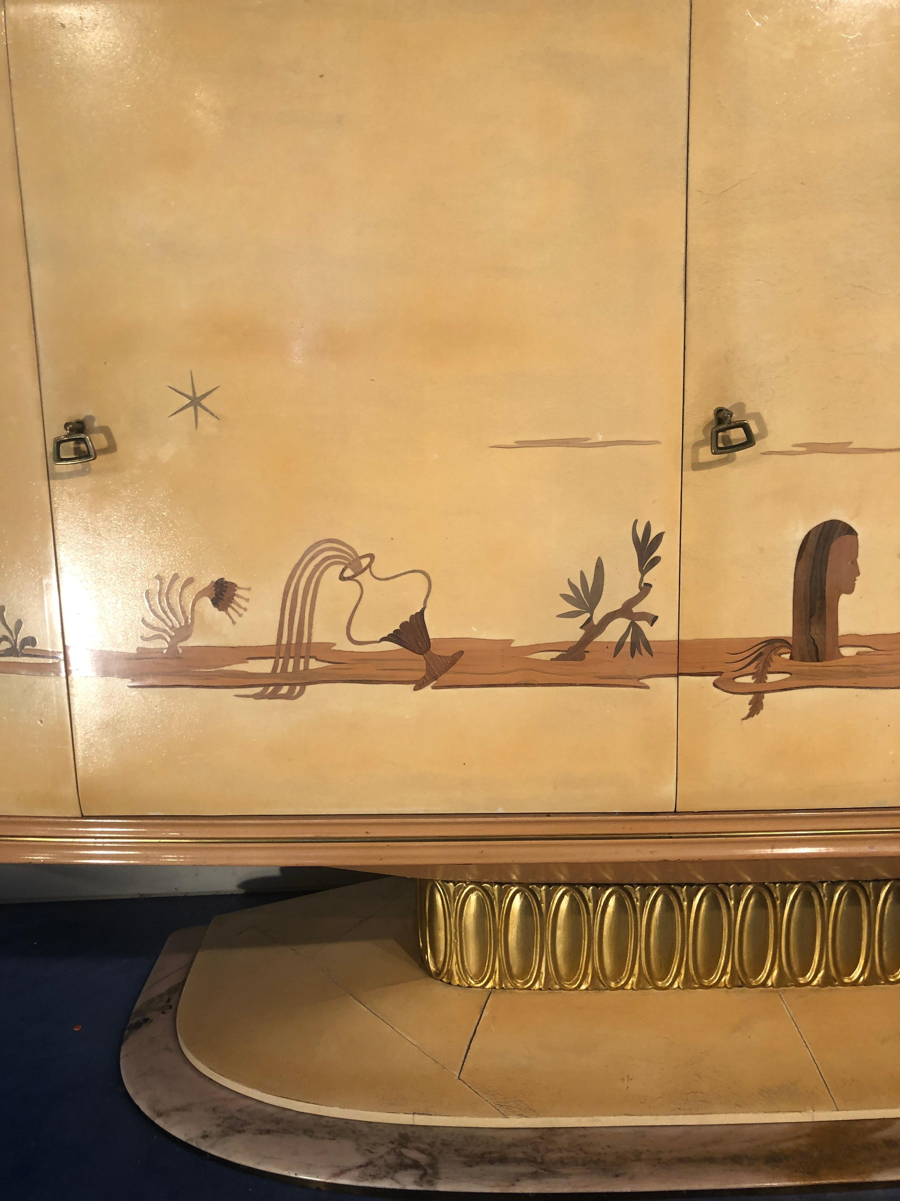 Credenza italiana Art Deco con specchio, Italia, 1940 in vendita 2