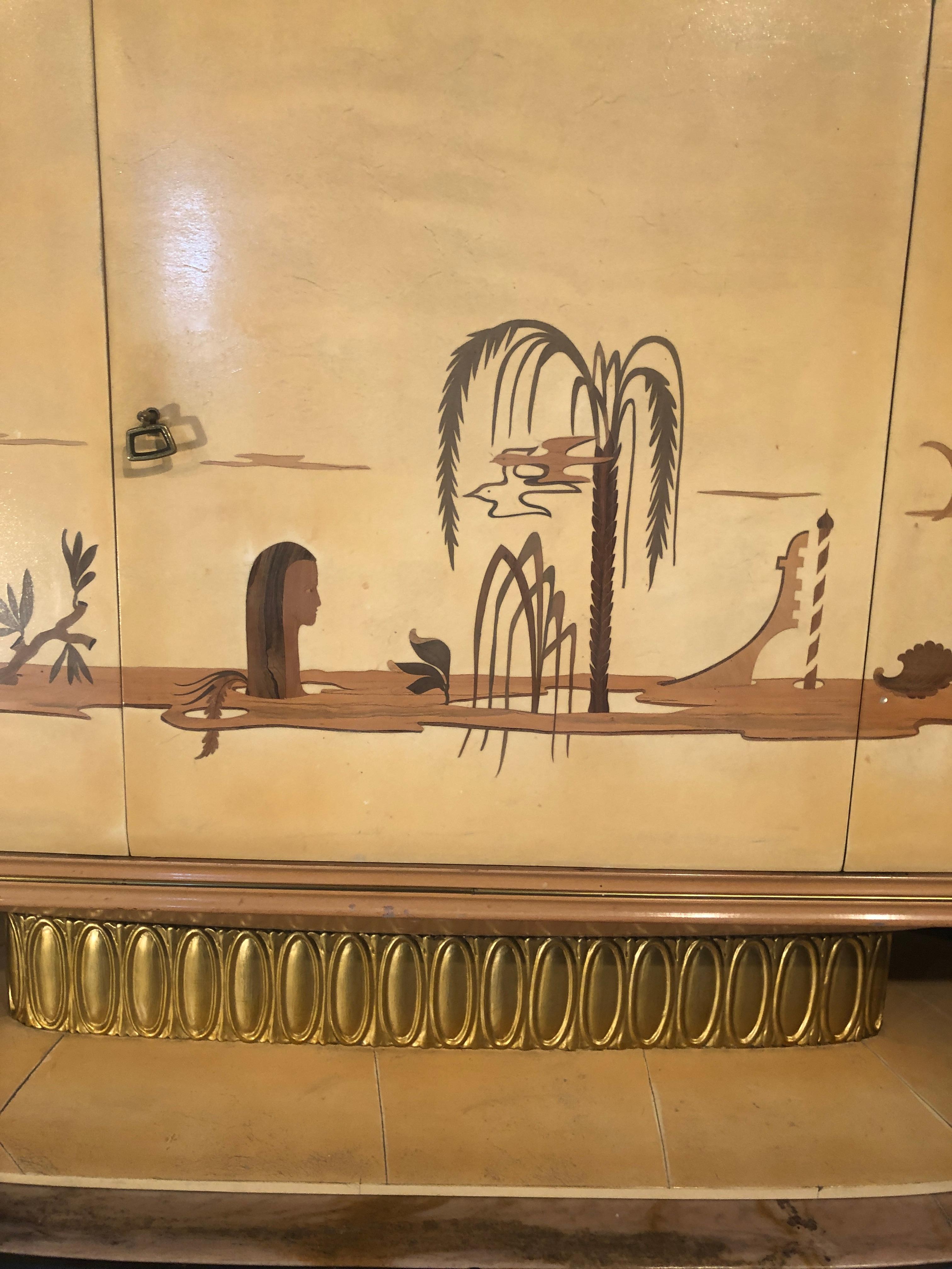 Credenza italiana Art Deco con specchio, Italia, 1940 in vendita 3