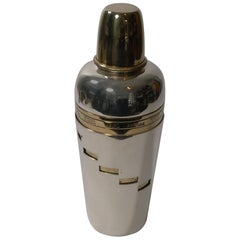 Retro Italian Art Deco Silver and Gold-Plated Menu Cocktail Shaker