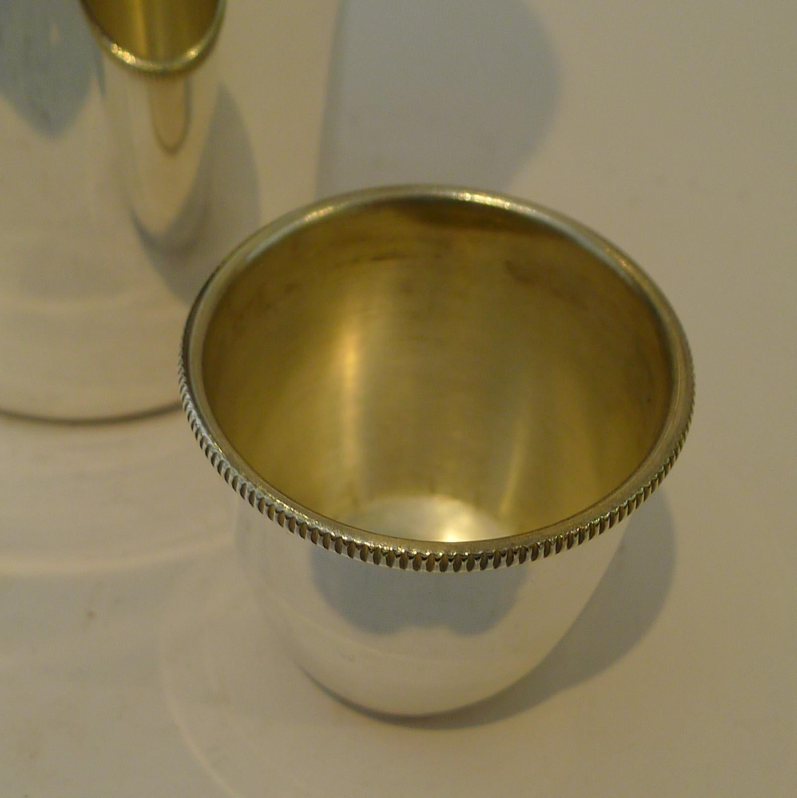 Mid-20th Century Italian Art Deco Silver and Gold Plated Menu / Recipe Cocktail Shaker