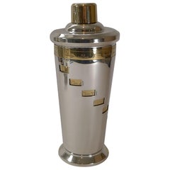 Vintage Italian Art Deco Silver and Gold Plated Menu / Recipe Cocktail Shaker