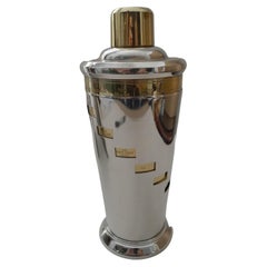 Retro Italian Art Deco Silver and Gold Plated Menu / Recipe Cocktail Shaker