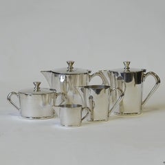 Italian Art Deco Silver-Plated Tea and Coffee Service by Krupp Milano, 1940s