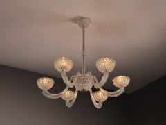 Italian Art Deco Six Arm Chandelier with in Murano Glass 107cm/42 in Wide