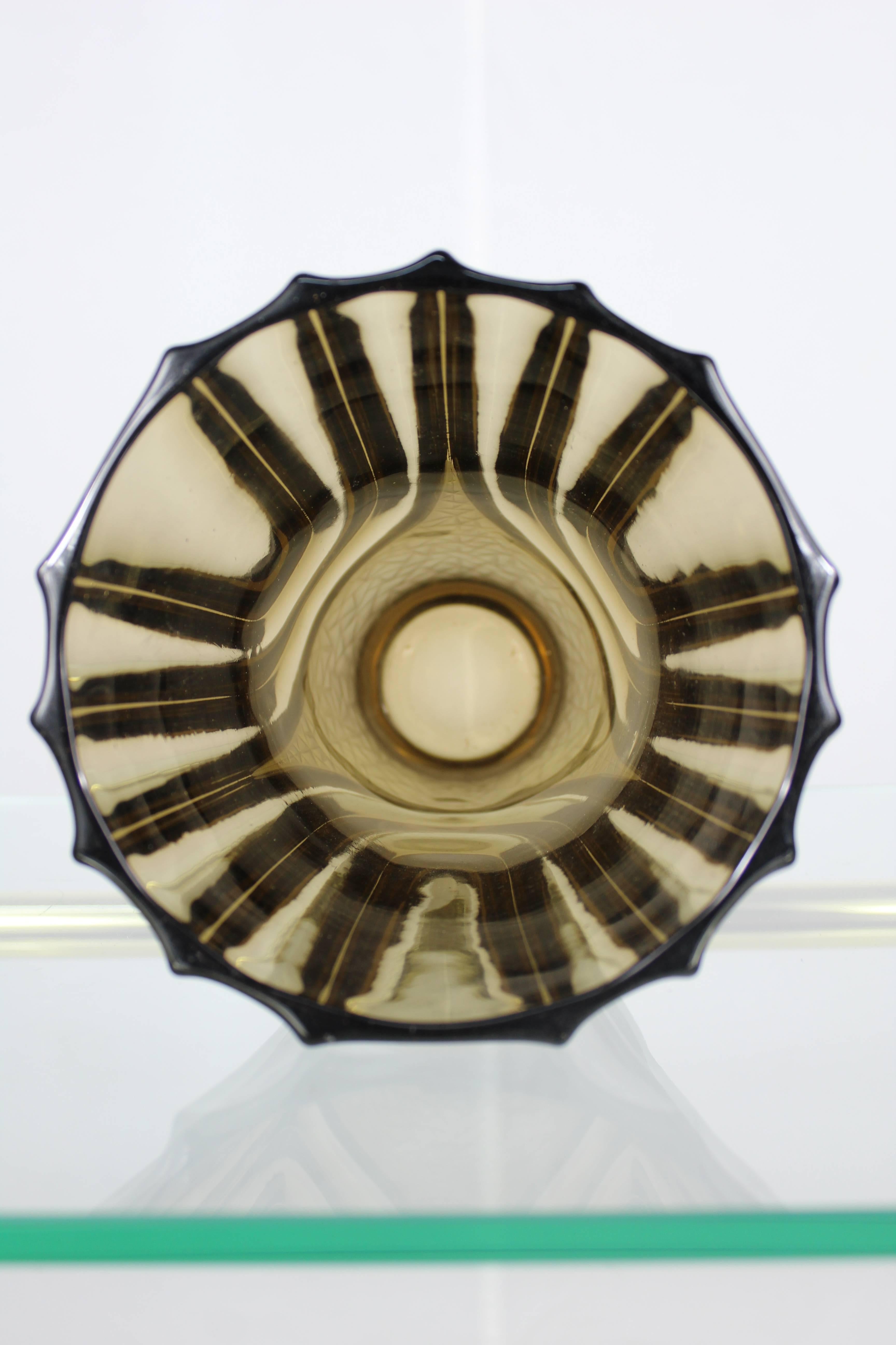 Mid-20th Century Italian Art Deco Smoked Glass Vase, 1930s