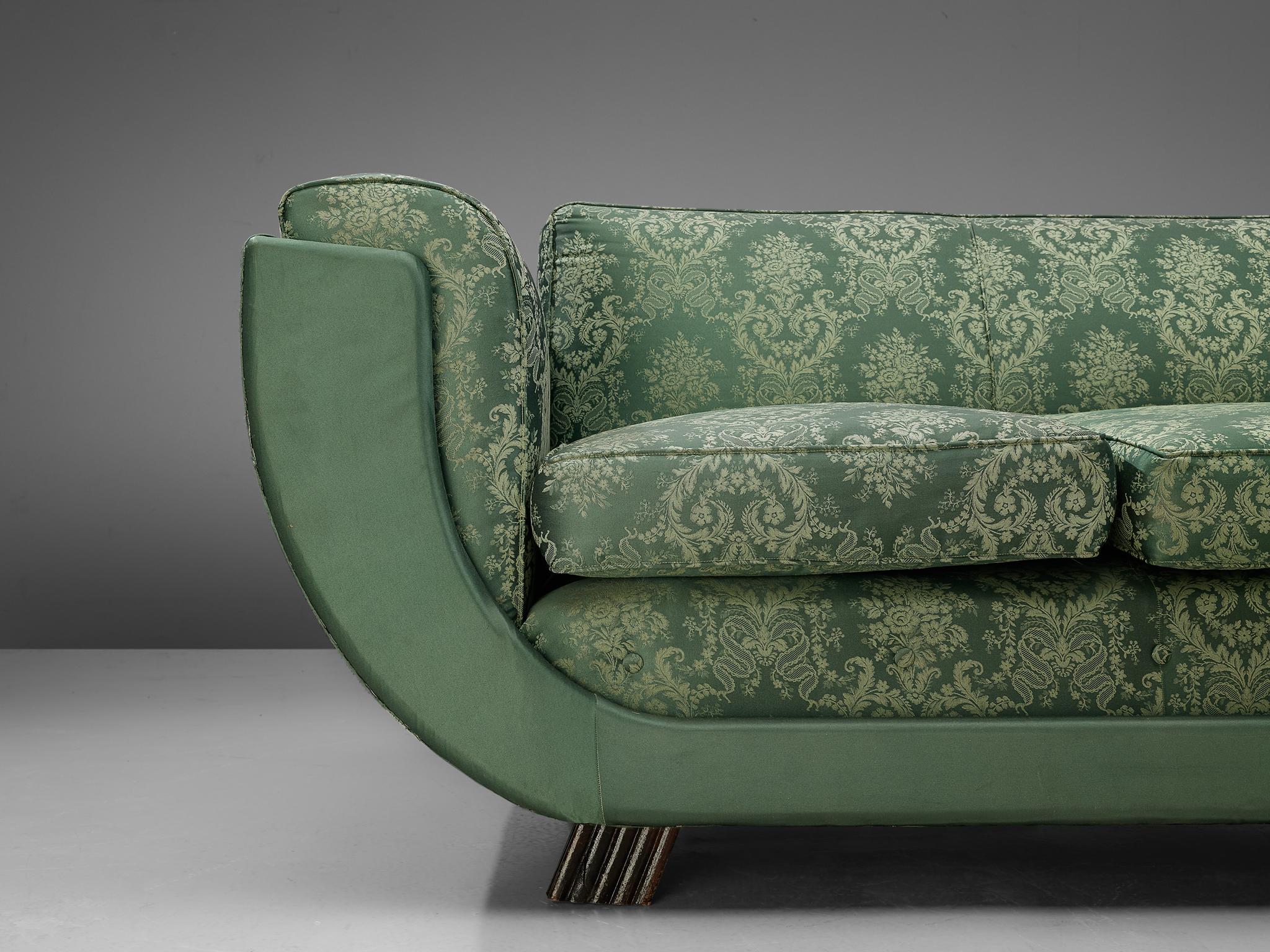 green patterned couch