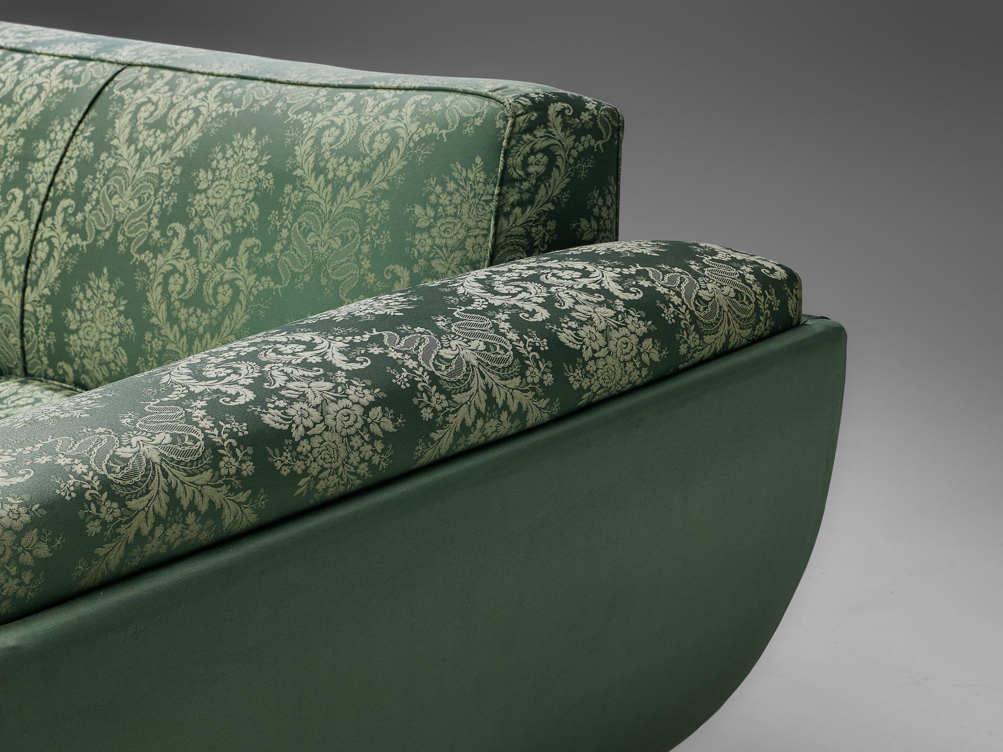 Mid-20th Century Italian Art Deco Sofa in Floral Patterned Upholstery