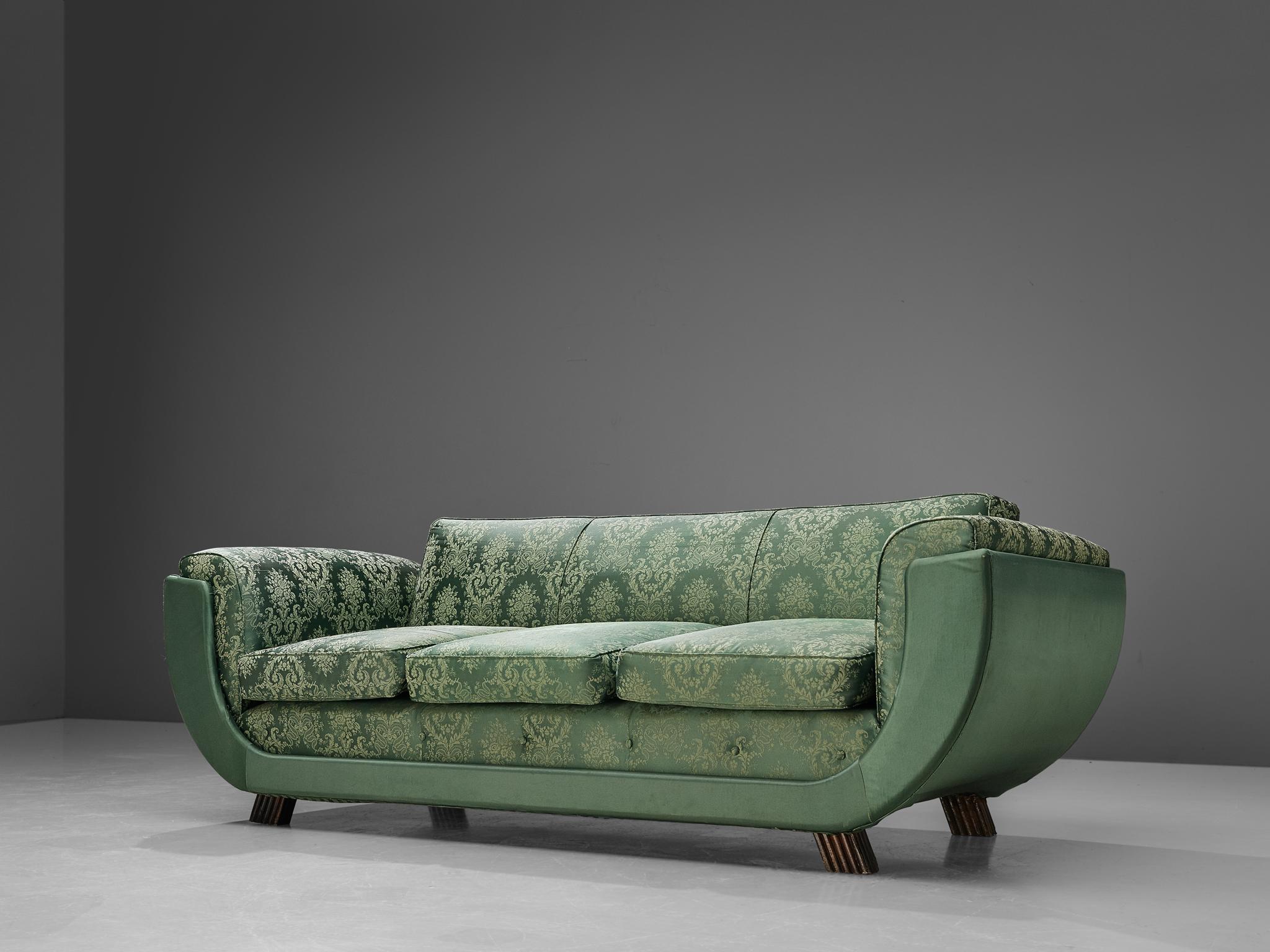 Italian Art Deco Sofa in Floral Patterned Upholstery 1