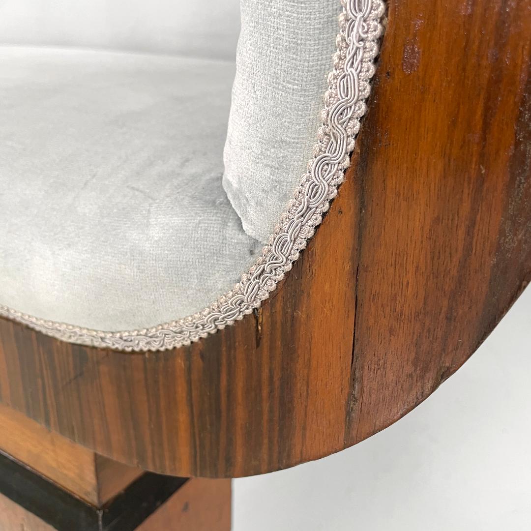 Italian Art Deco sofa in wood and light blue pastel velvet, 1930s 8
