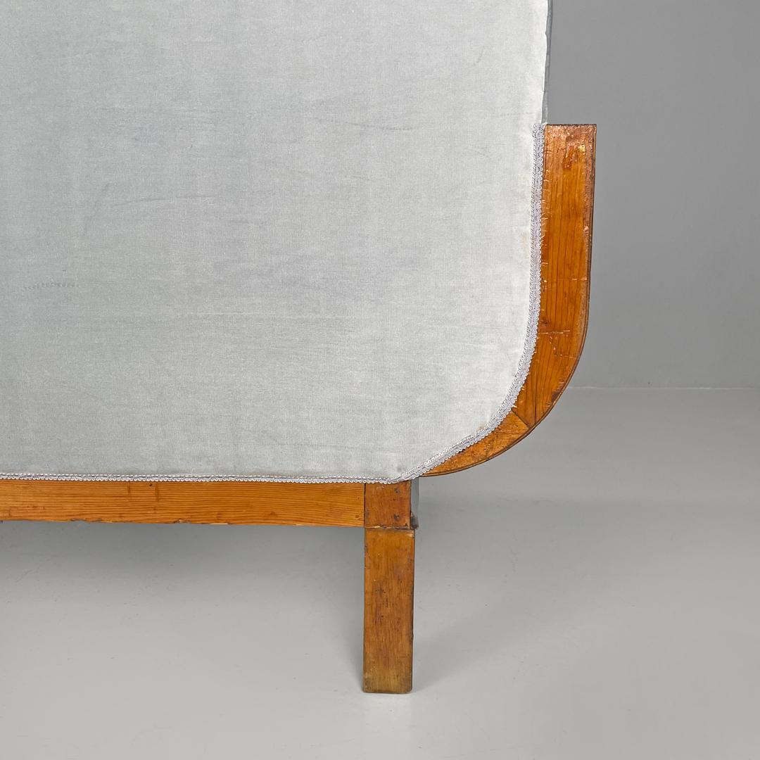 Italian Art Deco sofa in wood and light blue pastel velvet, 1930s 10