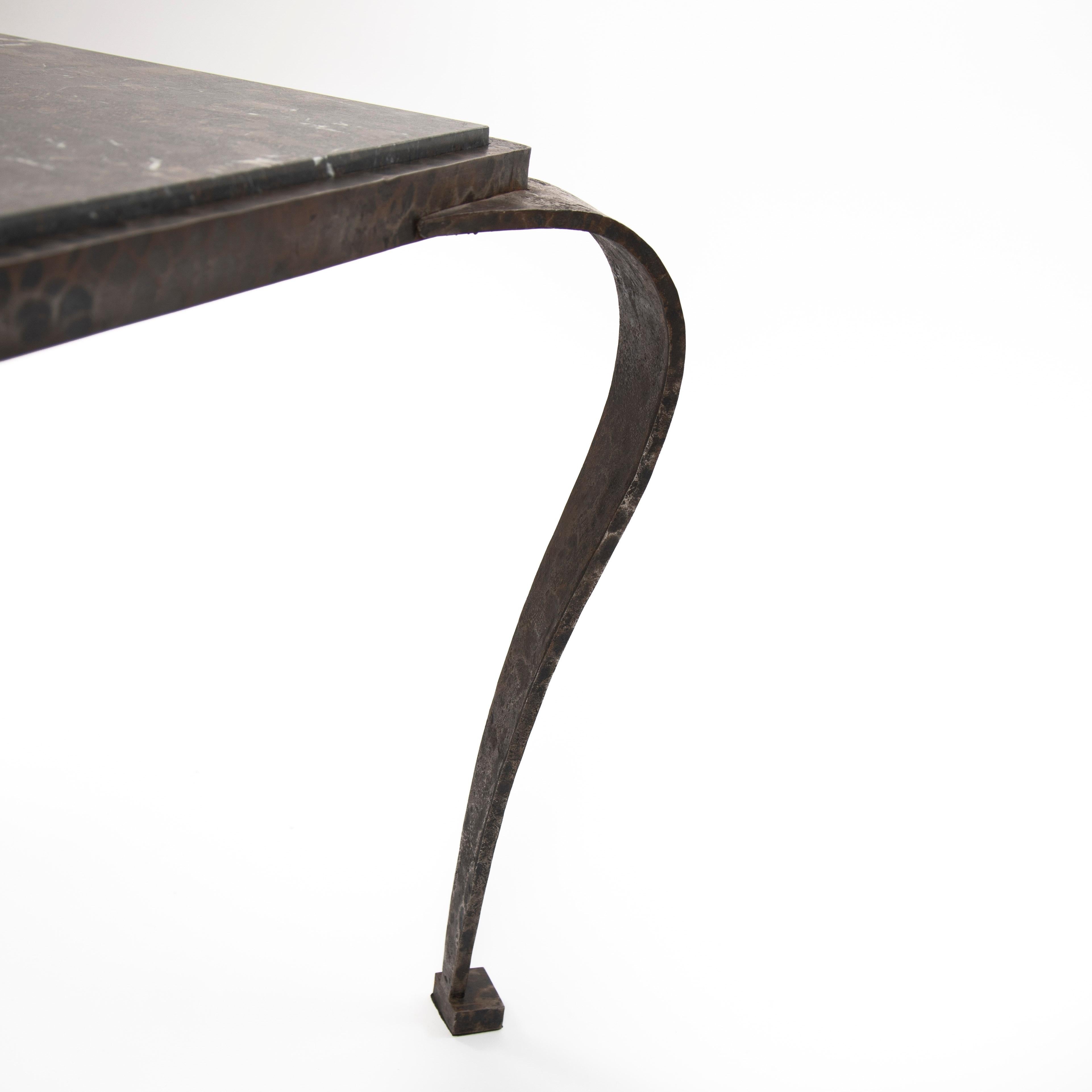 Italian Art Déco Sofa Table Solid Iron with Marble Top by Vittorio Ducrot 1920s in vendita 6