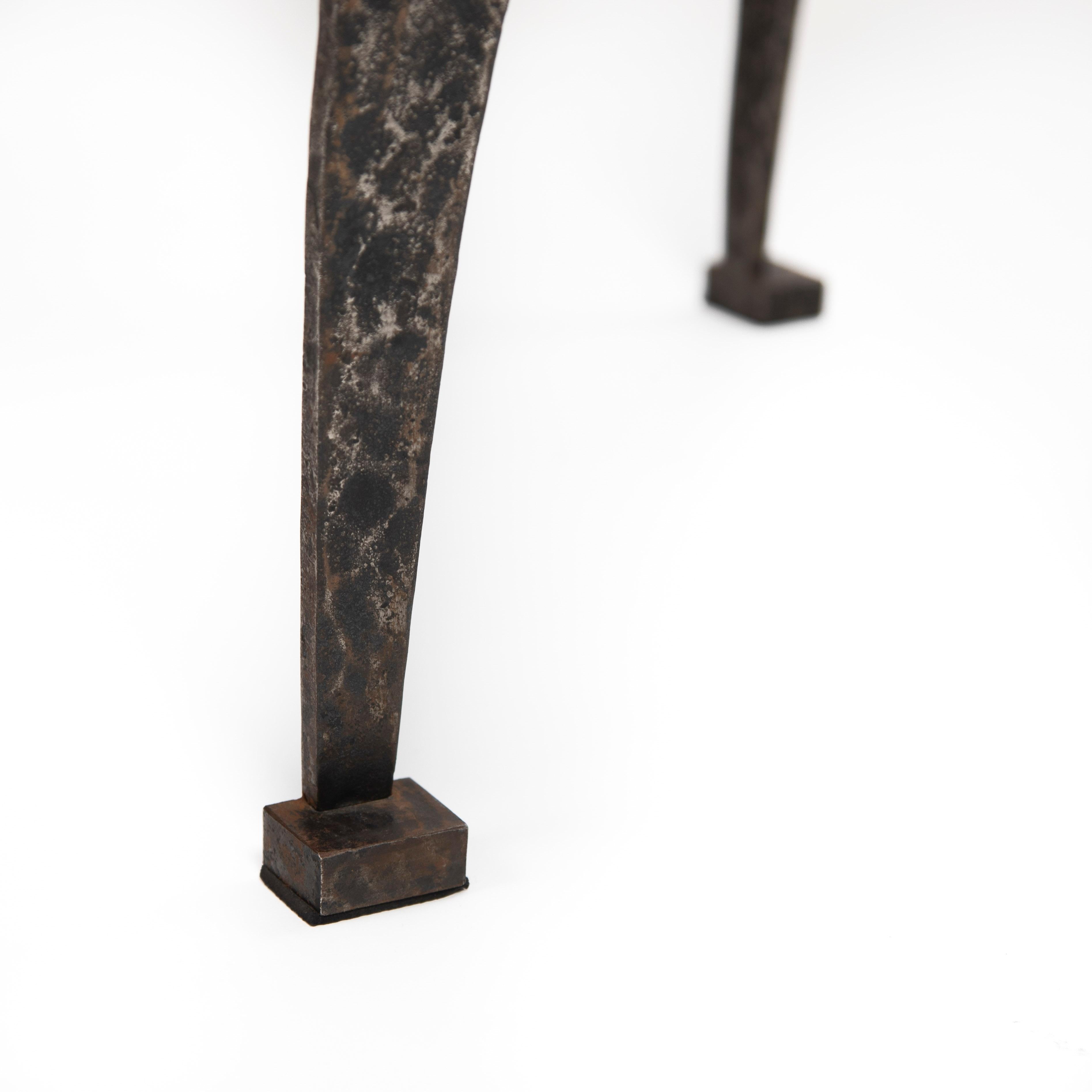 Italian Art Déco Sofa Table Solid Iron with Marble Top by Vittorio Ducrot 1920s in vendita 7