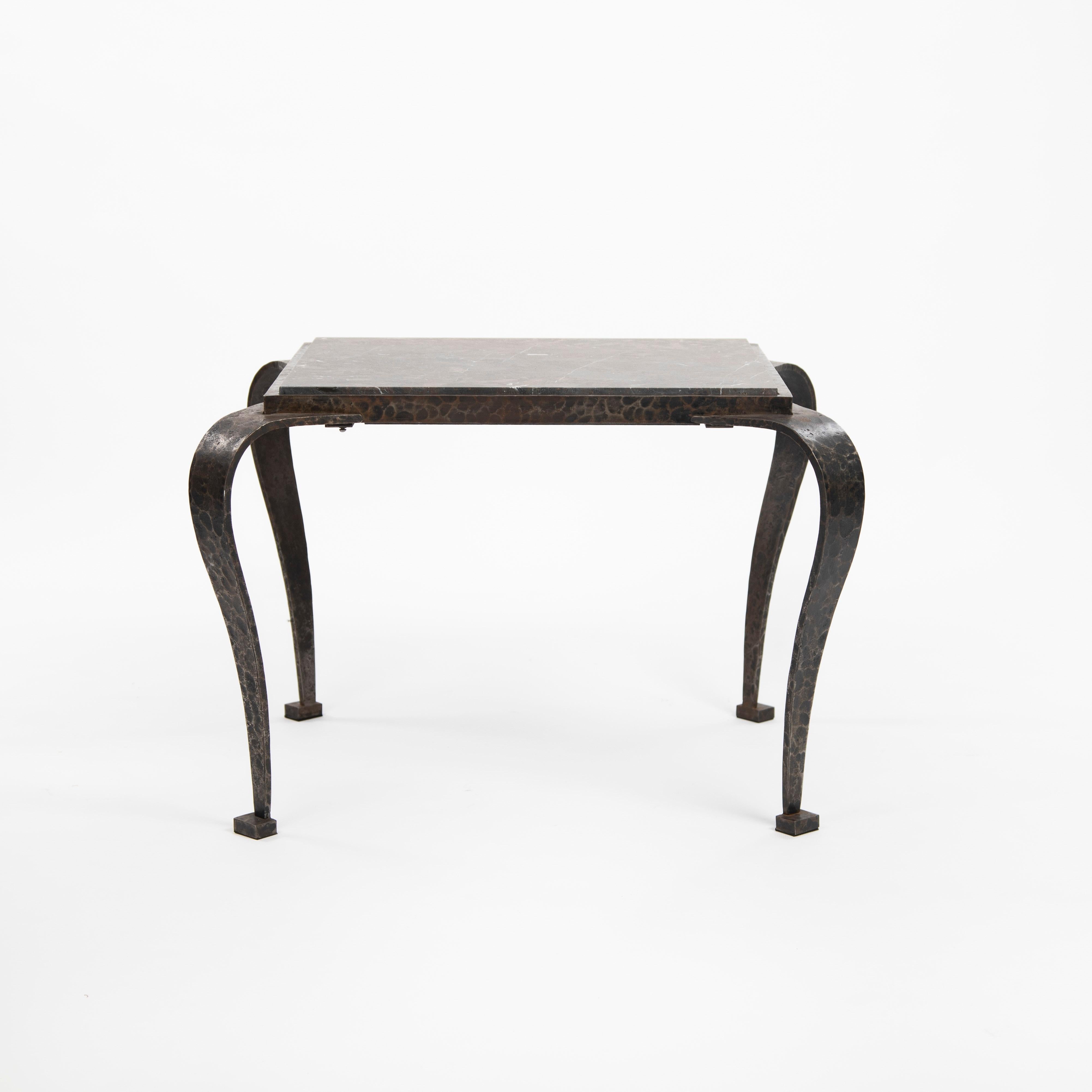 Italiano Italian Art Déco Sofa Table Solid Iron with Marble Top by Vittorio Ducrot 1920s in vendita