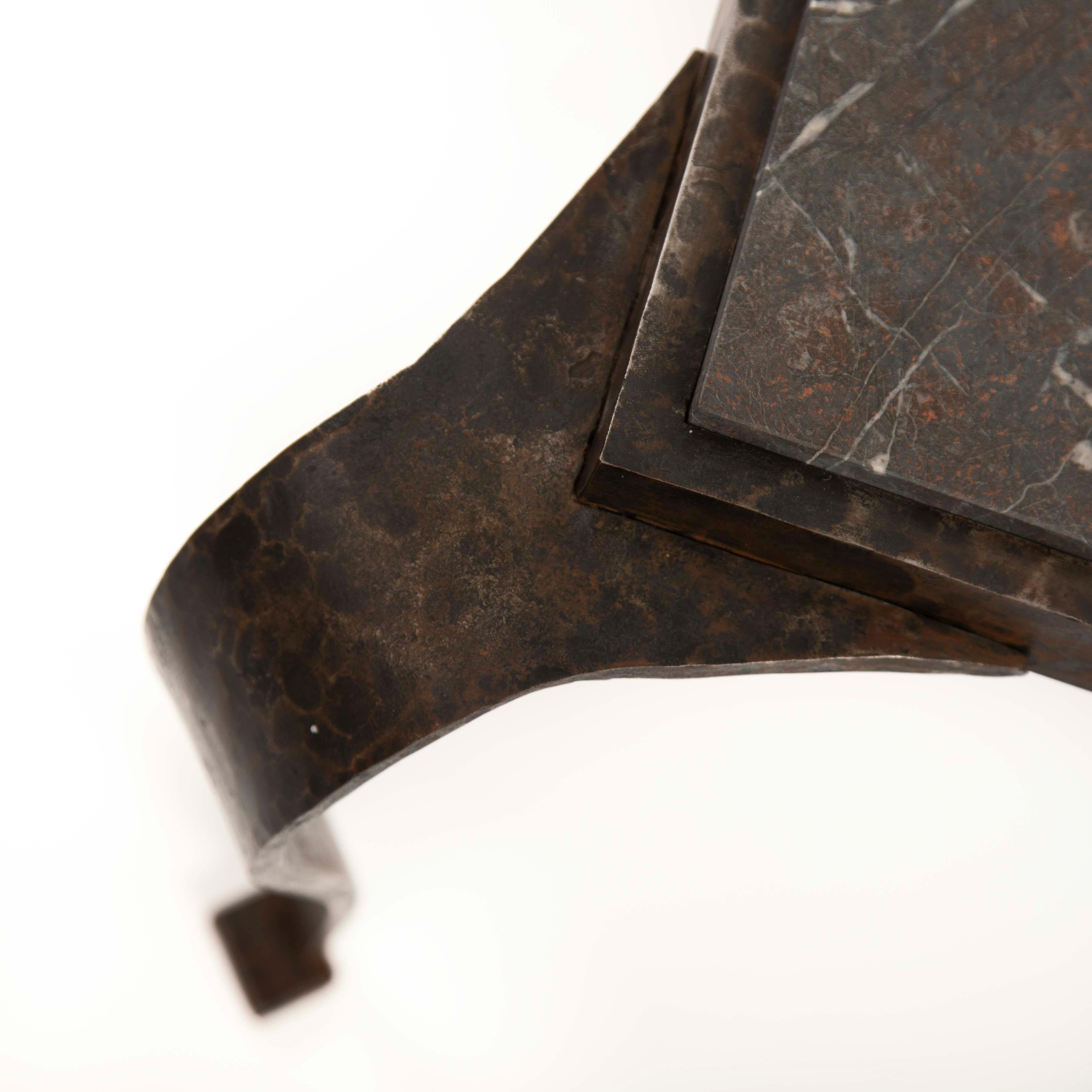 Italian Art Déco Sofa Table Solid Iron with Marble Top by Vittorio Ducrot 1920s in vendita 1