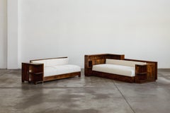 Italian Art Deco Sofas with Integrated Cabinets, 1930s, Set of 2