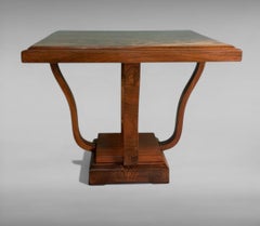 Italian Art Deco Square Coffee Table With Dual-Tier Base