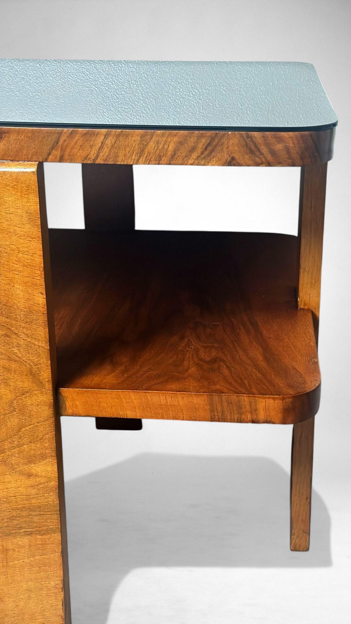 Table à thé/café carrée Art Déco italien avec plateau en verre en vente 3