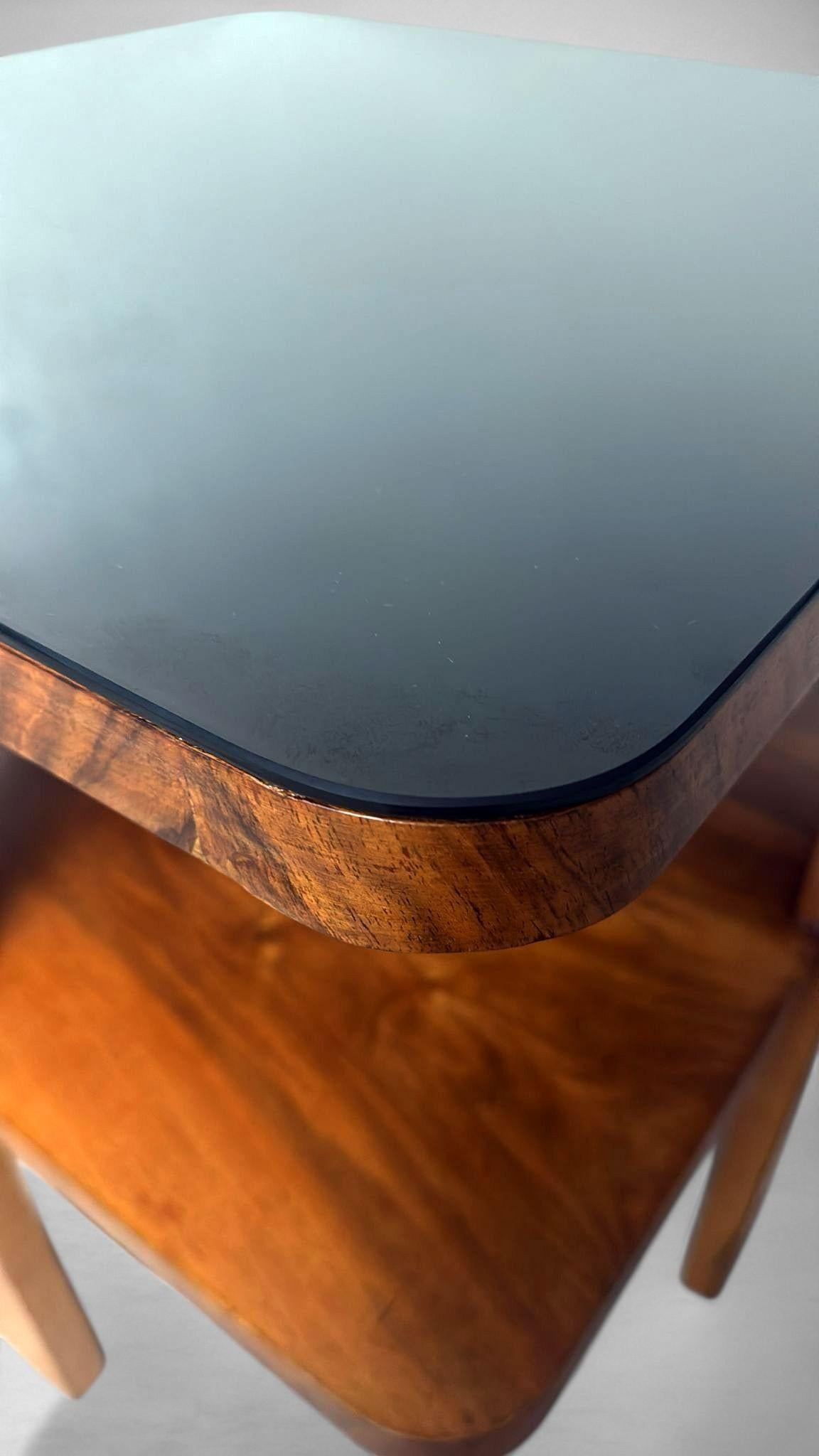 Table à thé/café carrée Art Déco italien avec plateau en verre en vente 4