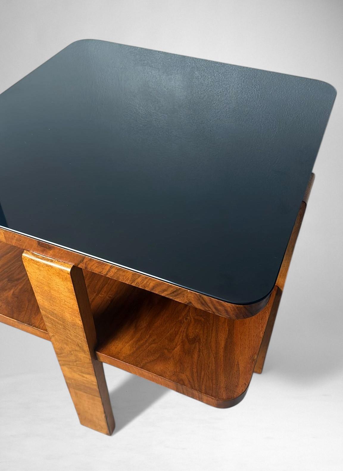 Table à thé/café carrée Art Déco italien avec plateau en verre en vente 7