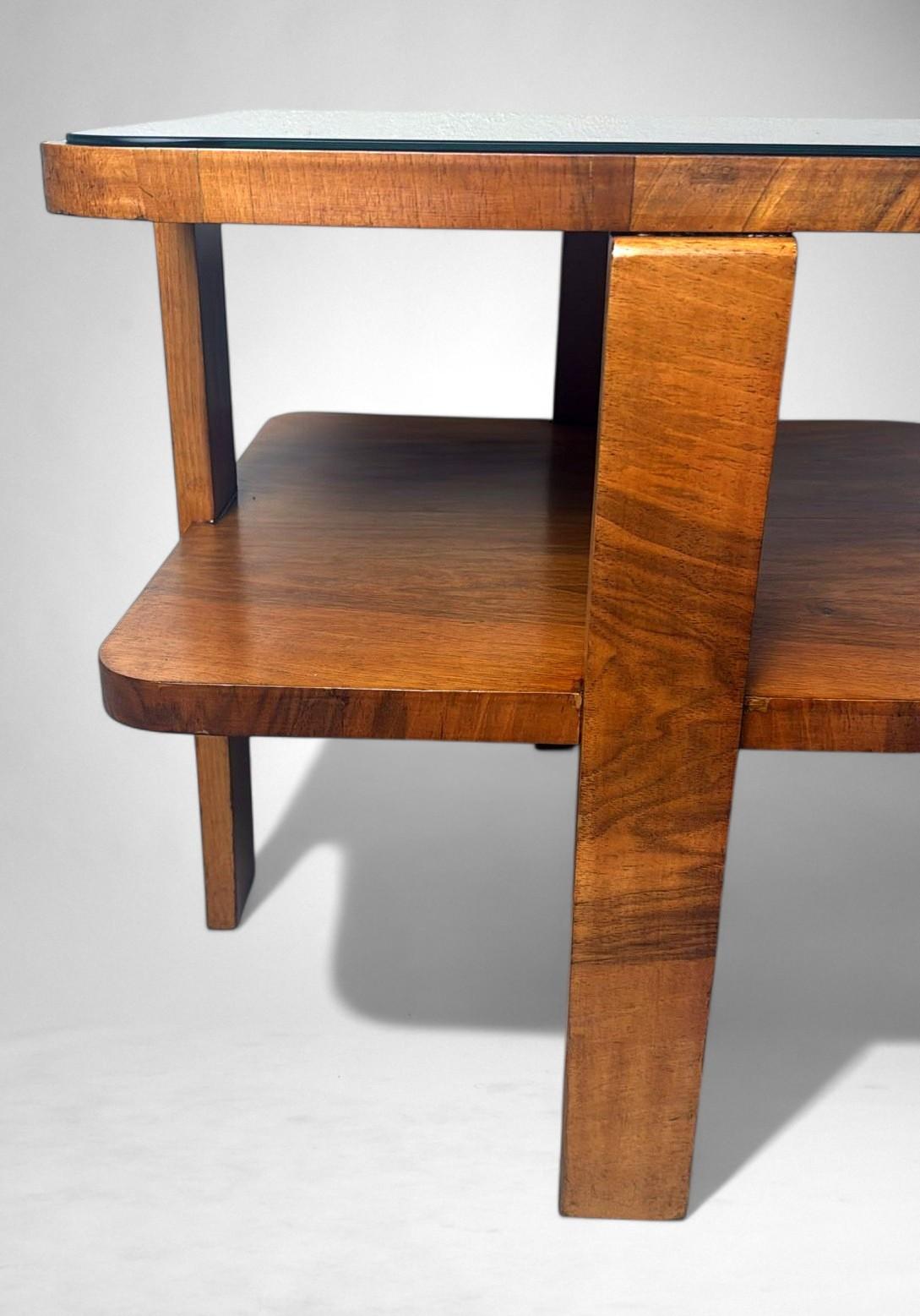 Table à thé/café carrée Art Déco italien avec plateau en verre en vente 8