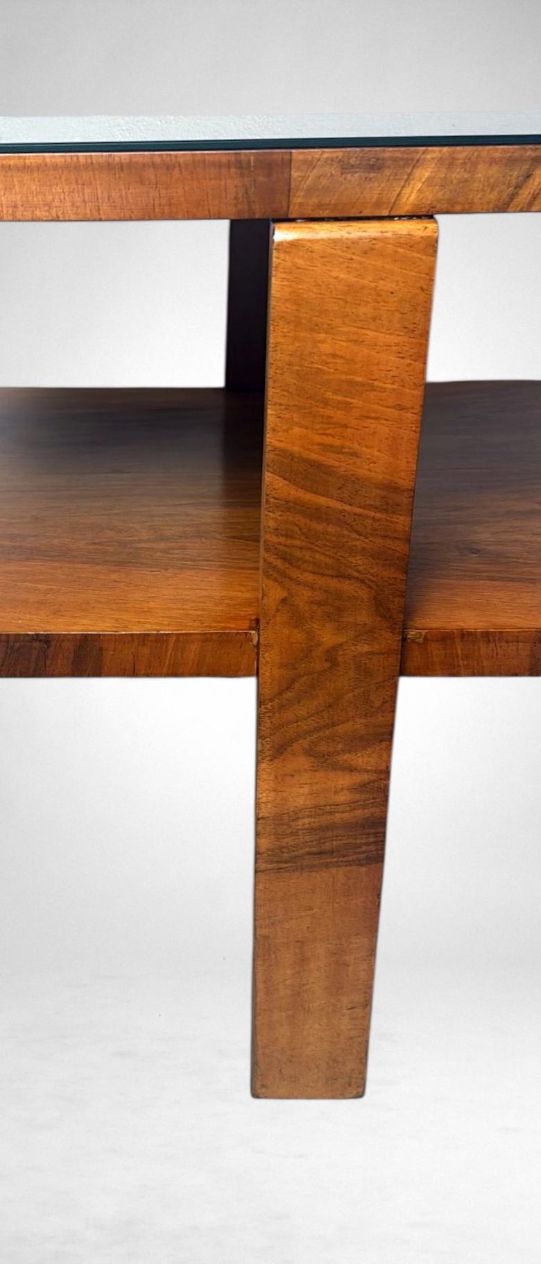 Table à thé/café carrée Art Déco italien avec plateau en verre en vente 9