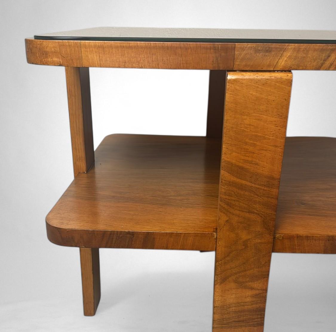 Table à thé/café carrée Art Déco italien avec plateau en verre en vente 10