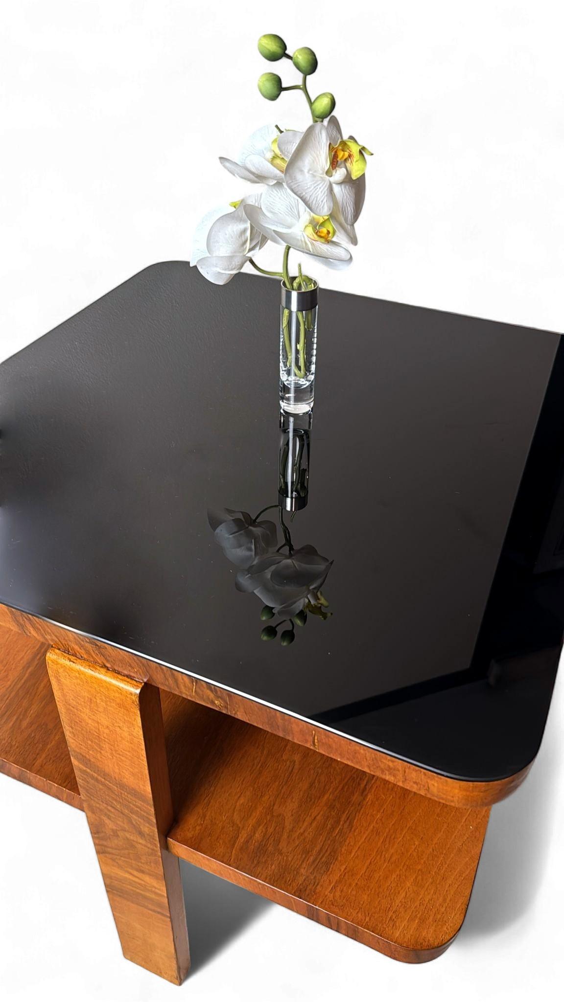 Table à thé/café carrée Art Déco italien avec plateau en verre en vente 11