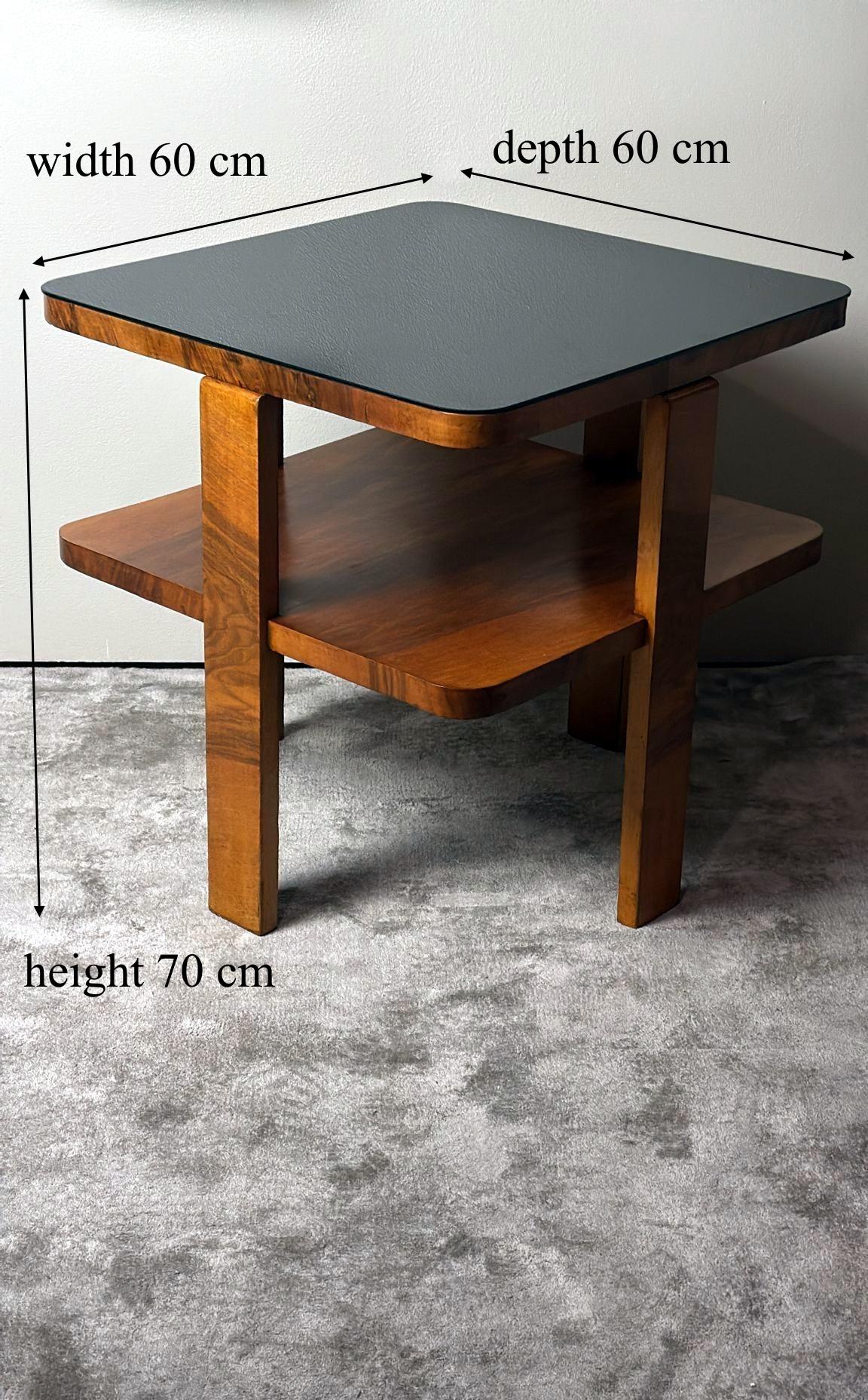 Table à thé/café carrée Art Déco italien avec plateau en verre en vente 13