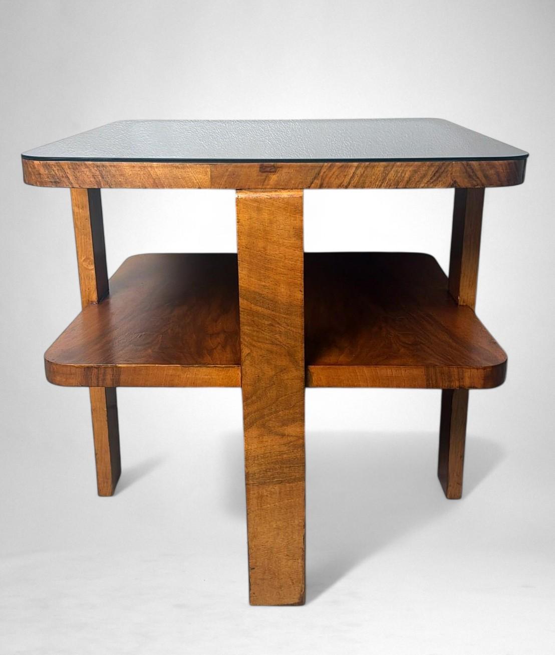 Table à thé/café carrée Art Déco italien avec plateau en verre Bon état - En vente à Prato, Tuscany