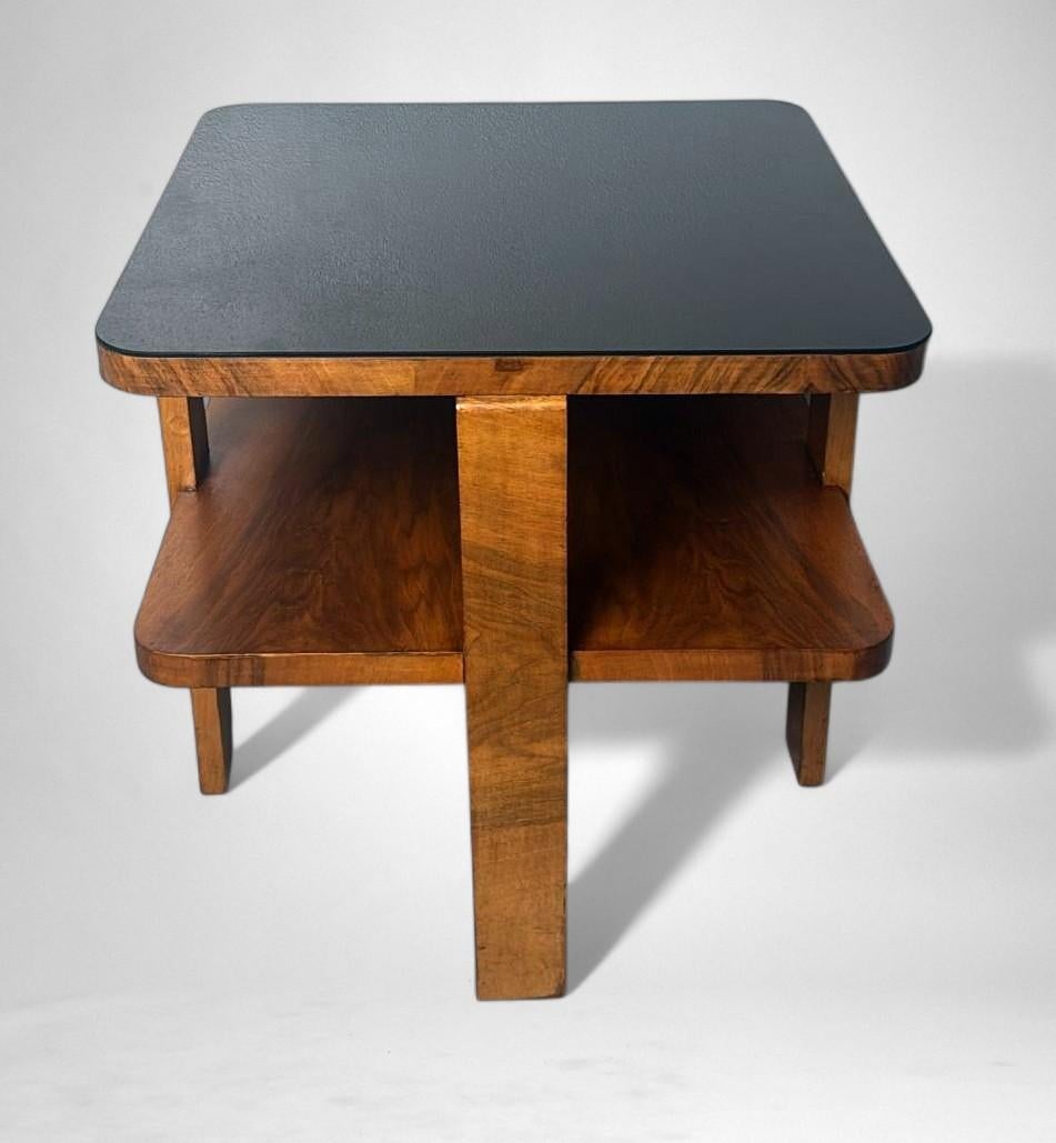 20ième siècle Table à thé/café carrée Art Déco italien avec plateau en verre en vente