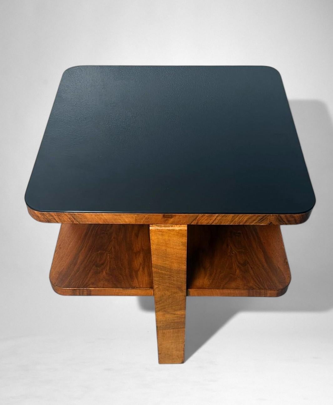 Table à thé/café carrée Art Déco italien avec plateau en verre en vente 2