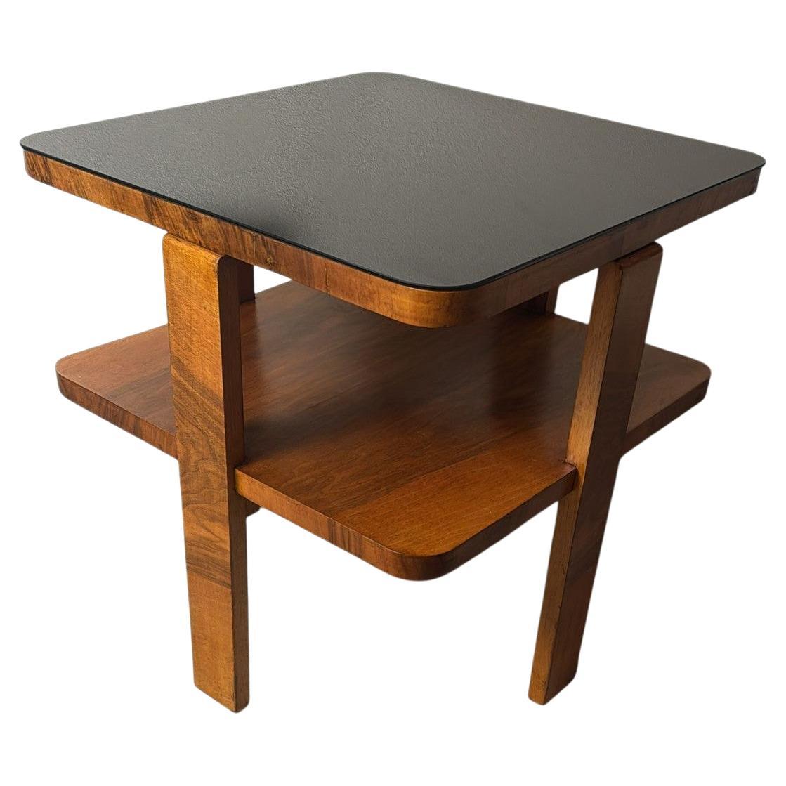 Table à thé/café carrée Art Déco italien avec plateau en verre en vente