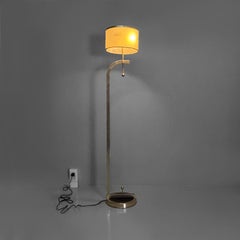 Lampada da terra Art Deco italiana in acciaio e vetro bianco nero, anni '40